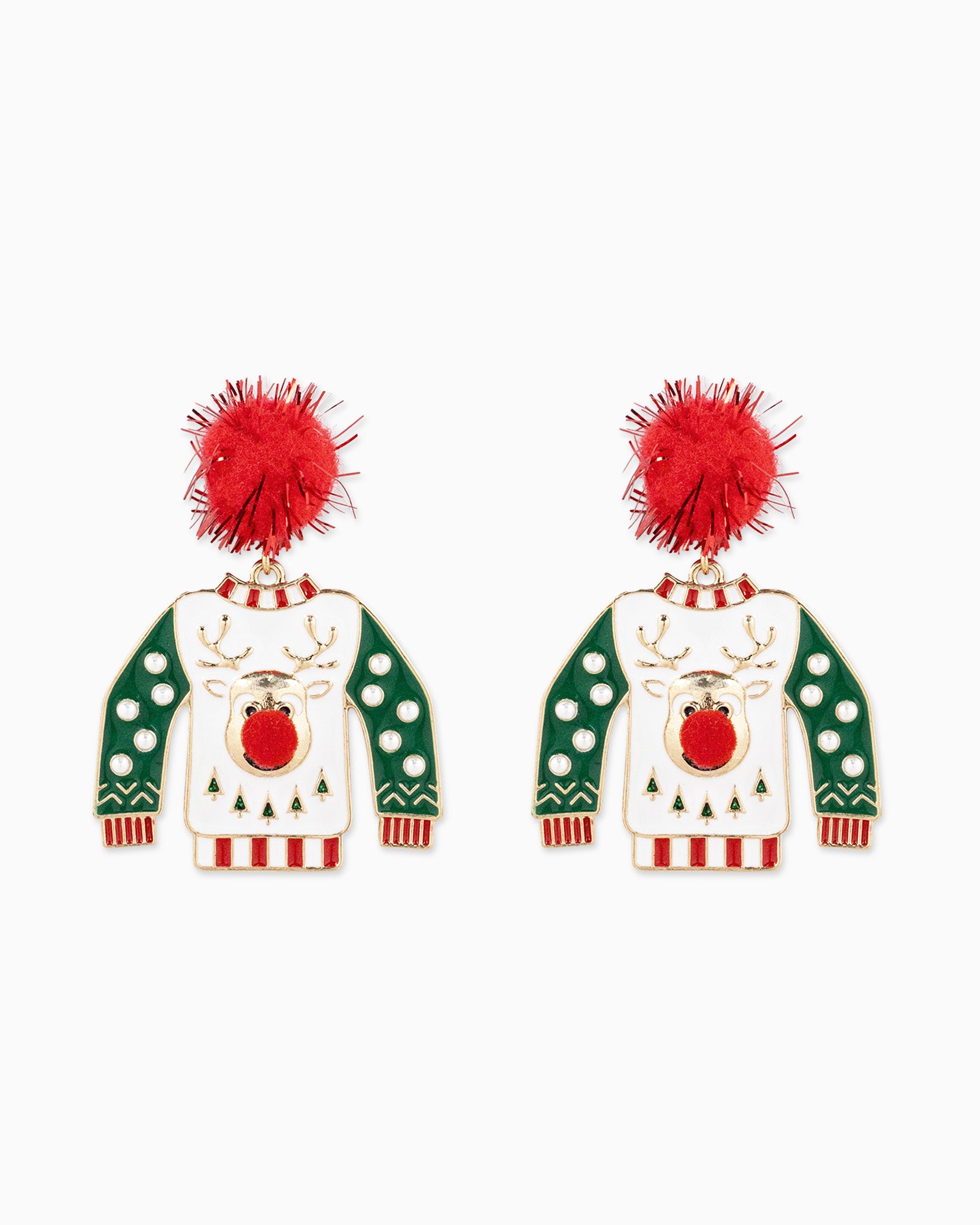 Christmas Pompom Ugly Sweater Earrings