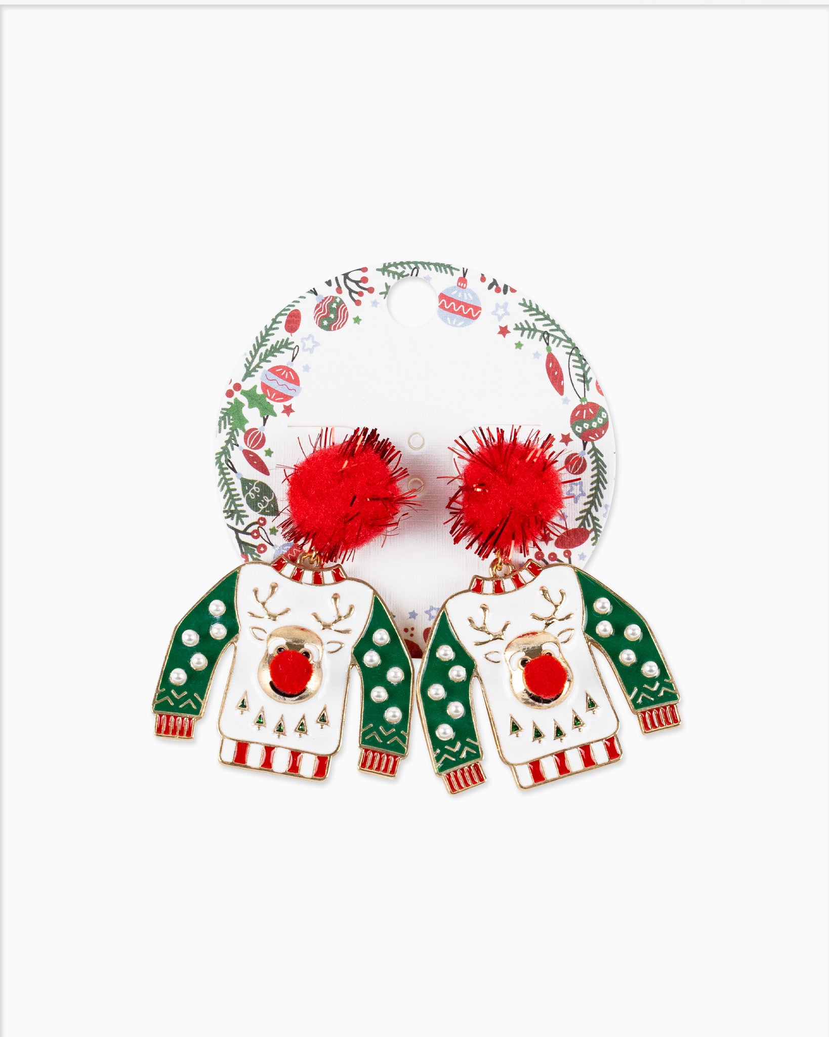 Christmas Pompom Ugly Sweater Earrings