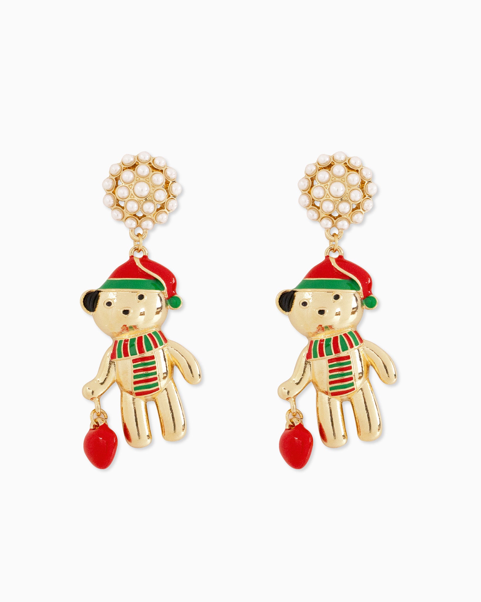 Christmas Santa Bear Drop Earrings