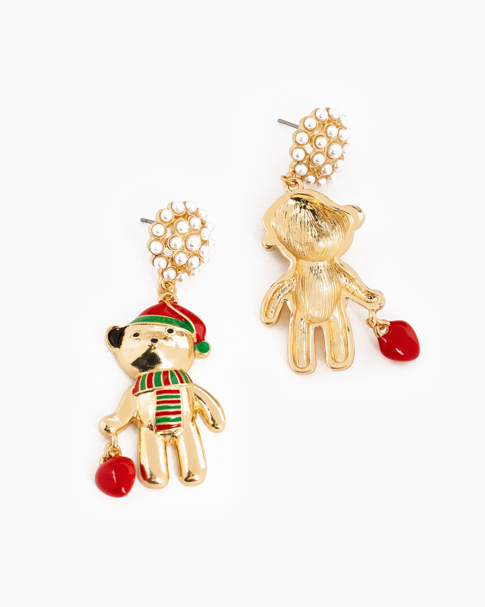 Christmas Santa Bear Drop Earrings