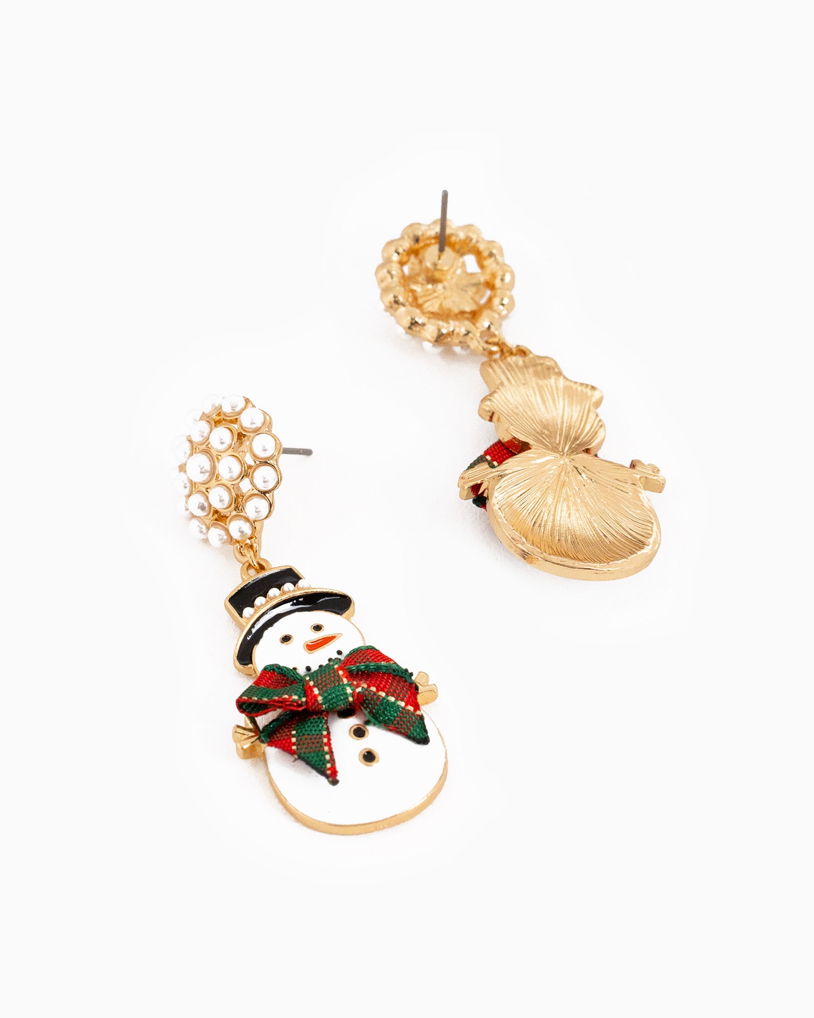 Christmas Snowman Bow Tie Drop Earrings