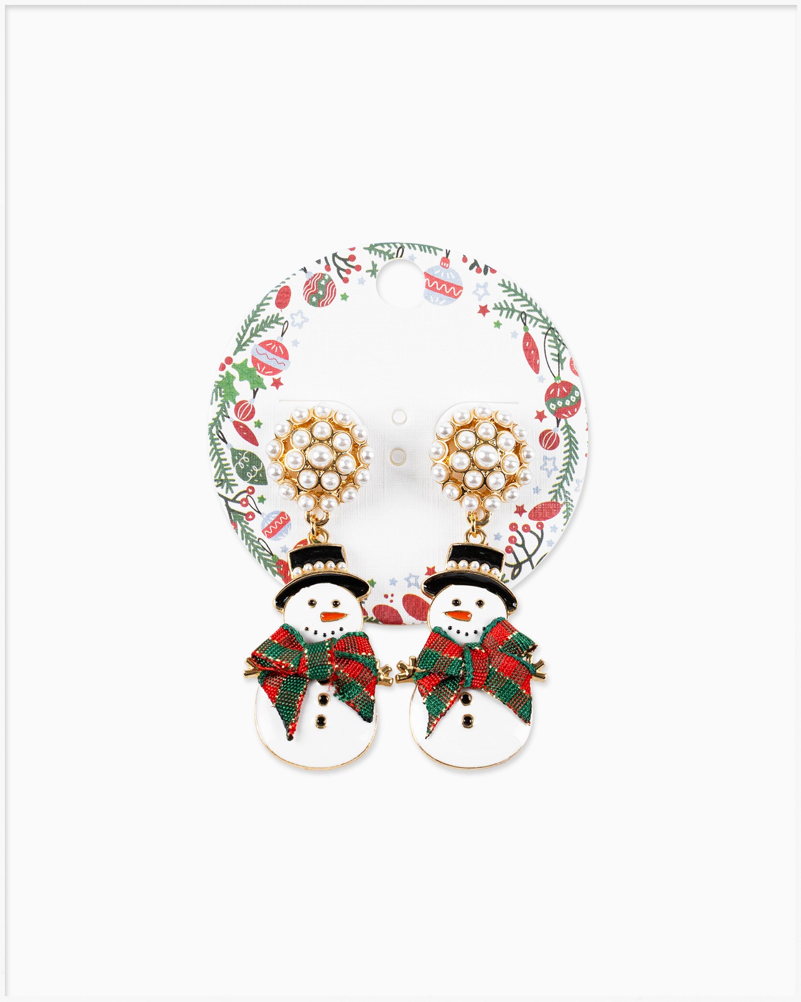 Christmas Snowman Bow Tie Drop Earrings