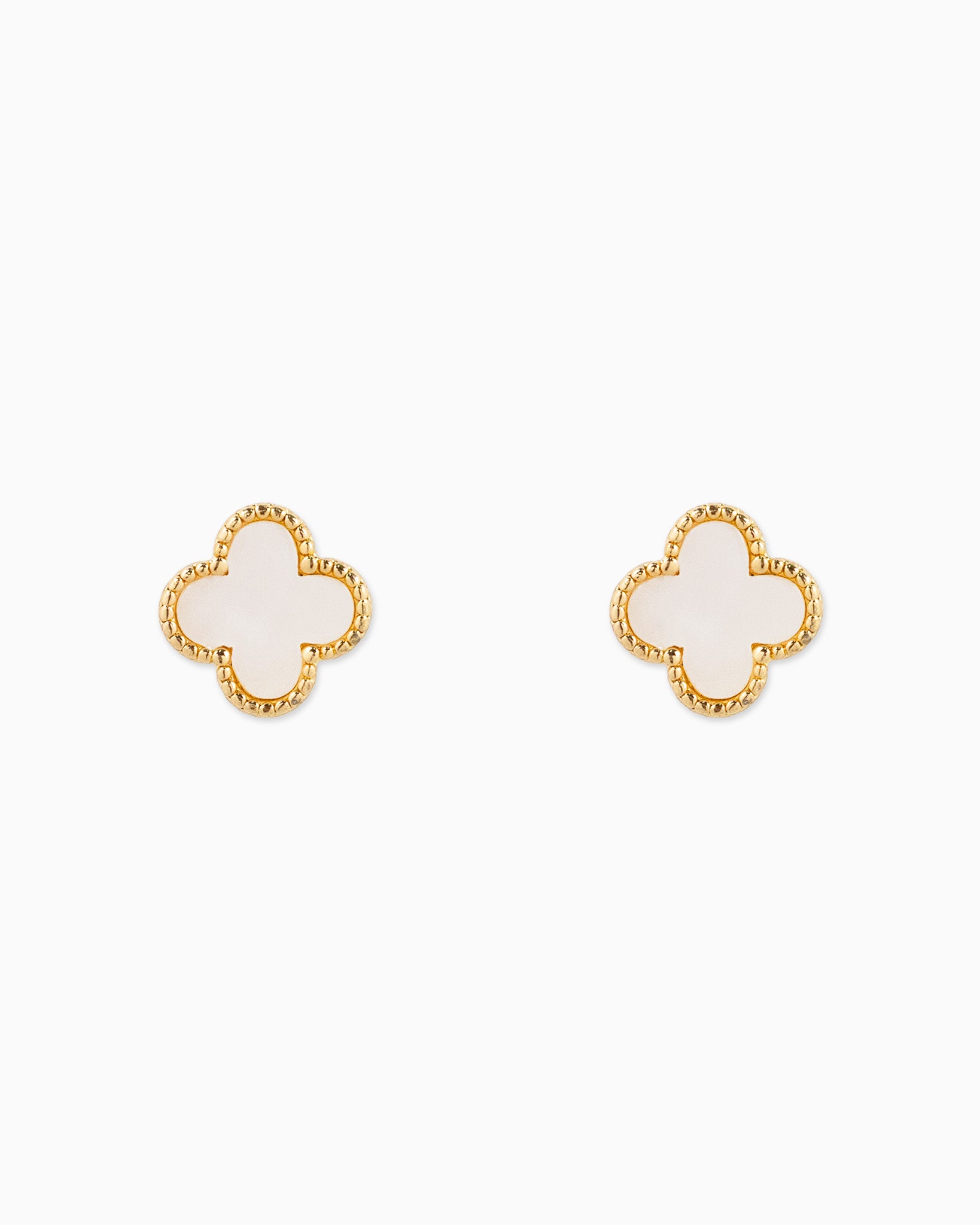 MOP Clover and CZ Stud Earring Set of 3