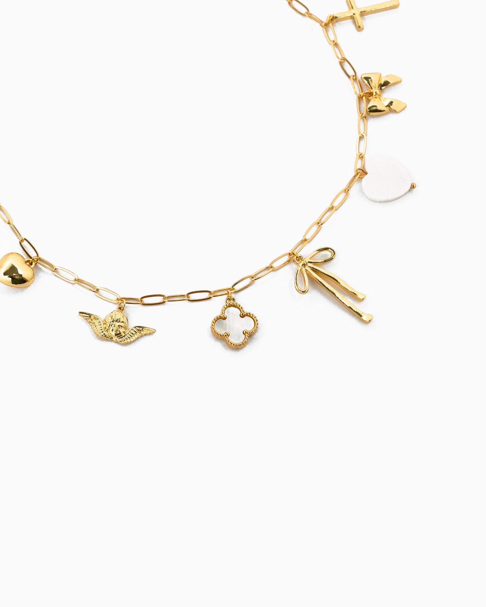 Bow Multi Gold Charm Necklace