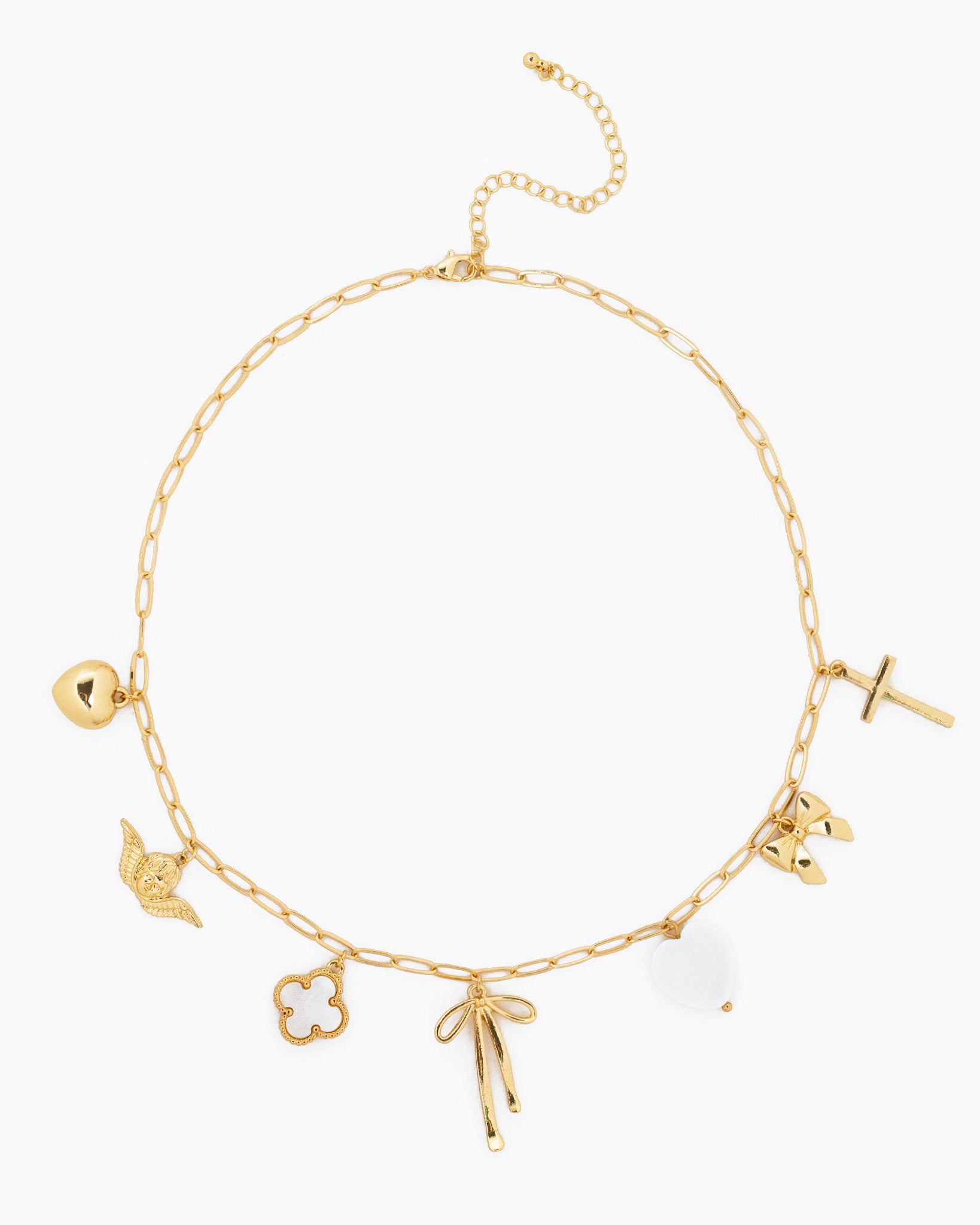 Bow Multi Gold Charm Necklace