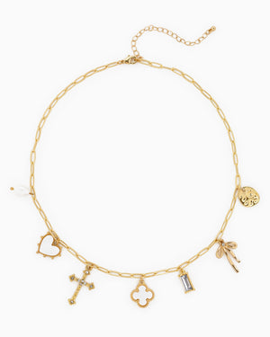 CLOVER GOLD DARK MOP CLOVER NECKLACE