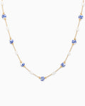 Ceramic Blue and Pearl Mix Bead Chain Necklace