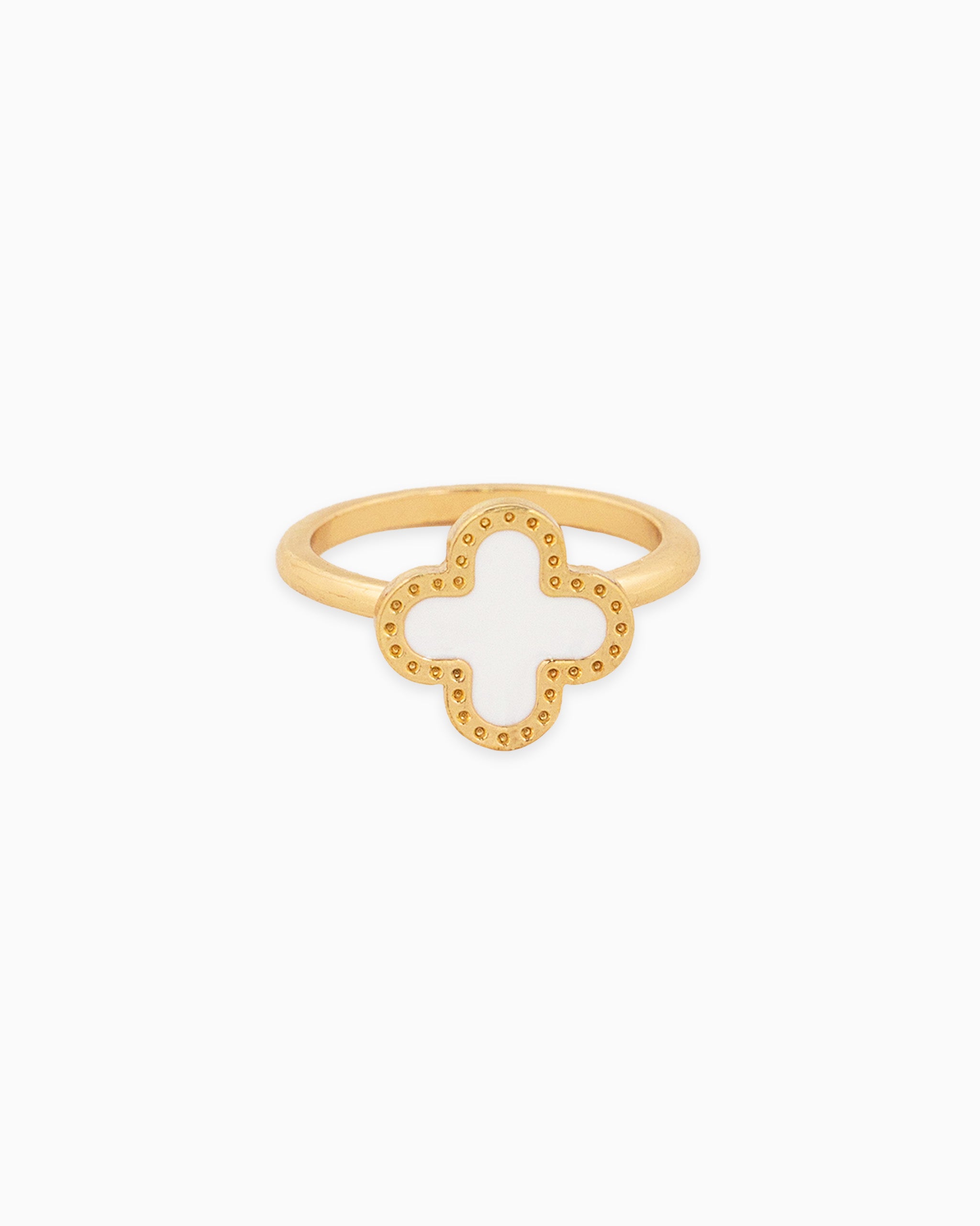 White clover stone ring set