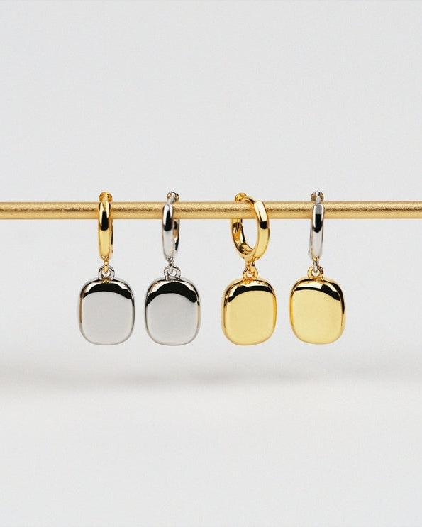 Nut Silver Drop Hoop Earrings-3
