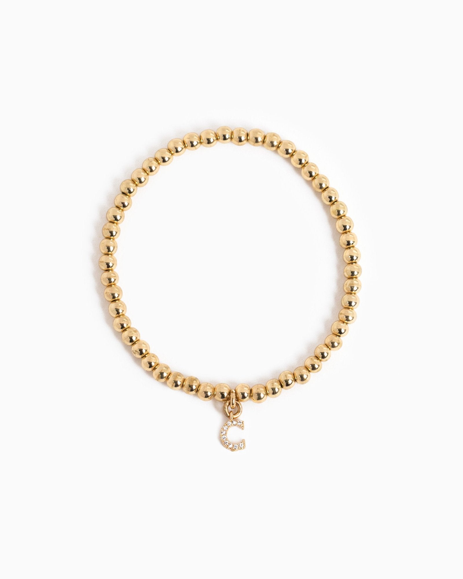 CZ Pave Letter Bubble Stretch Bracelet-5