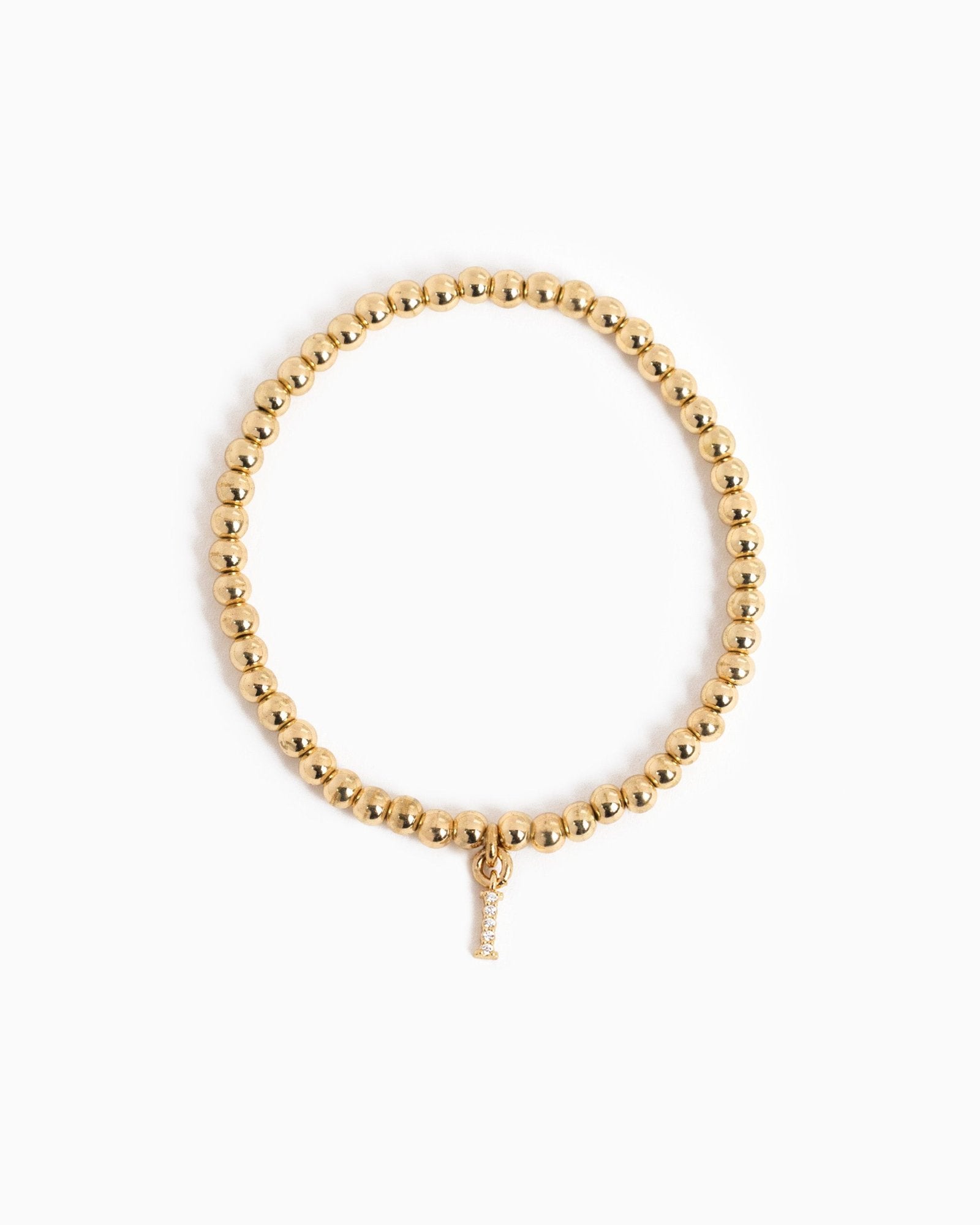CZ Pave Letter Bubble Stretch Bracelet-11