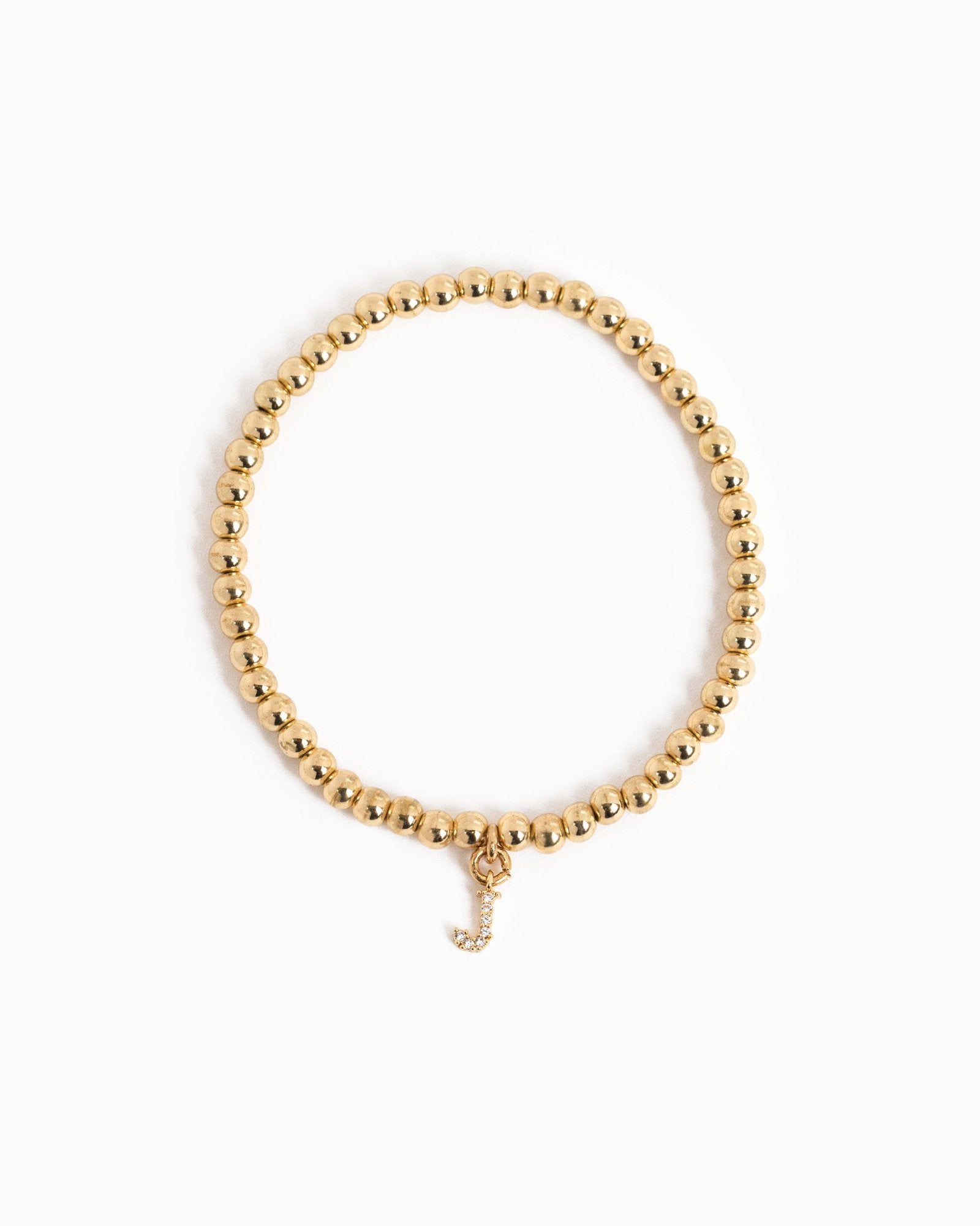 CZ Pave Letter Bubble Stretch Bracelet-12