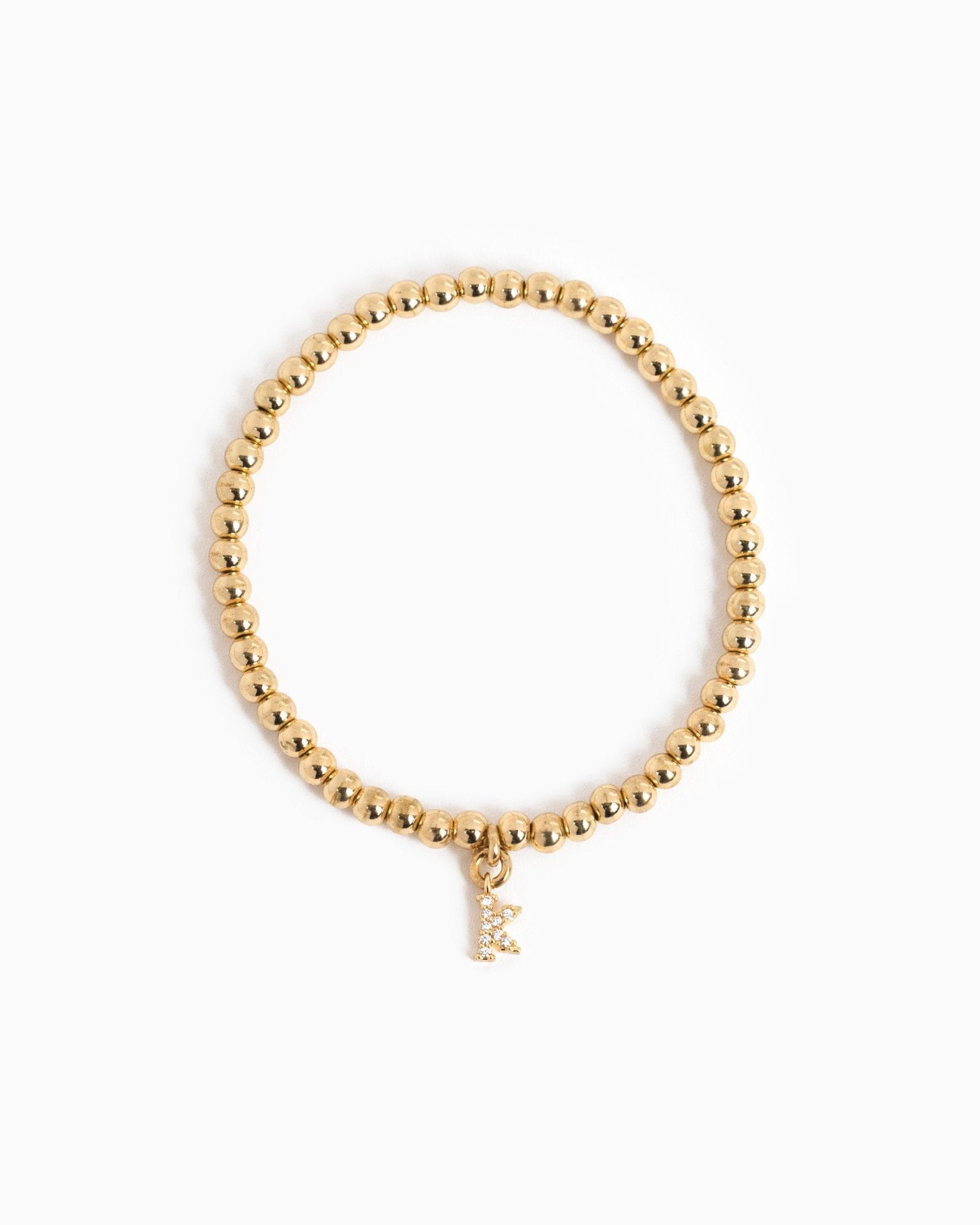 CZ Pave Letter Bubble Stretch Bracelet-13