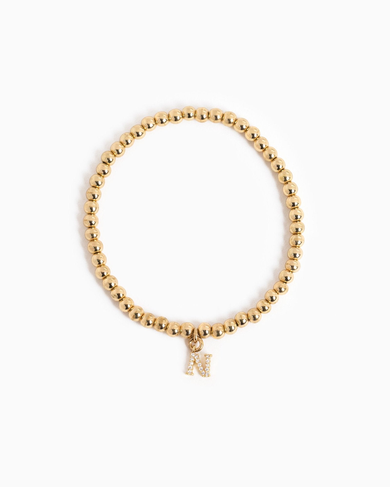 CZ Pave Letter Bubble Stretch Bracelet-16