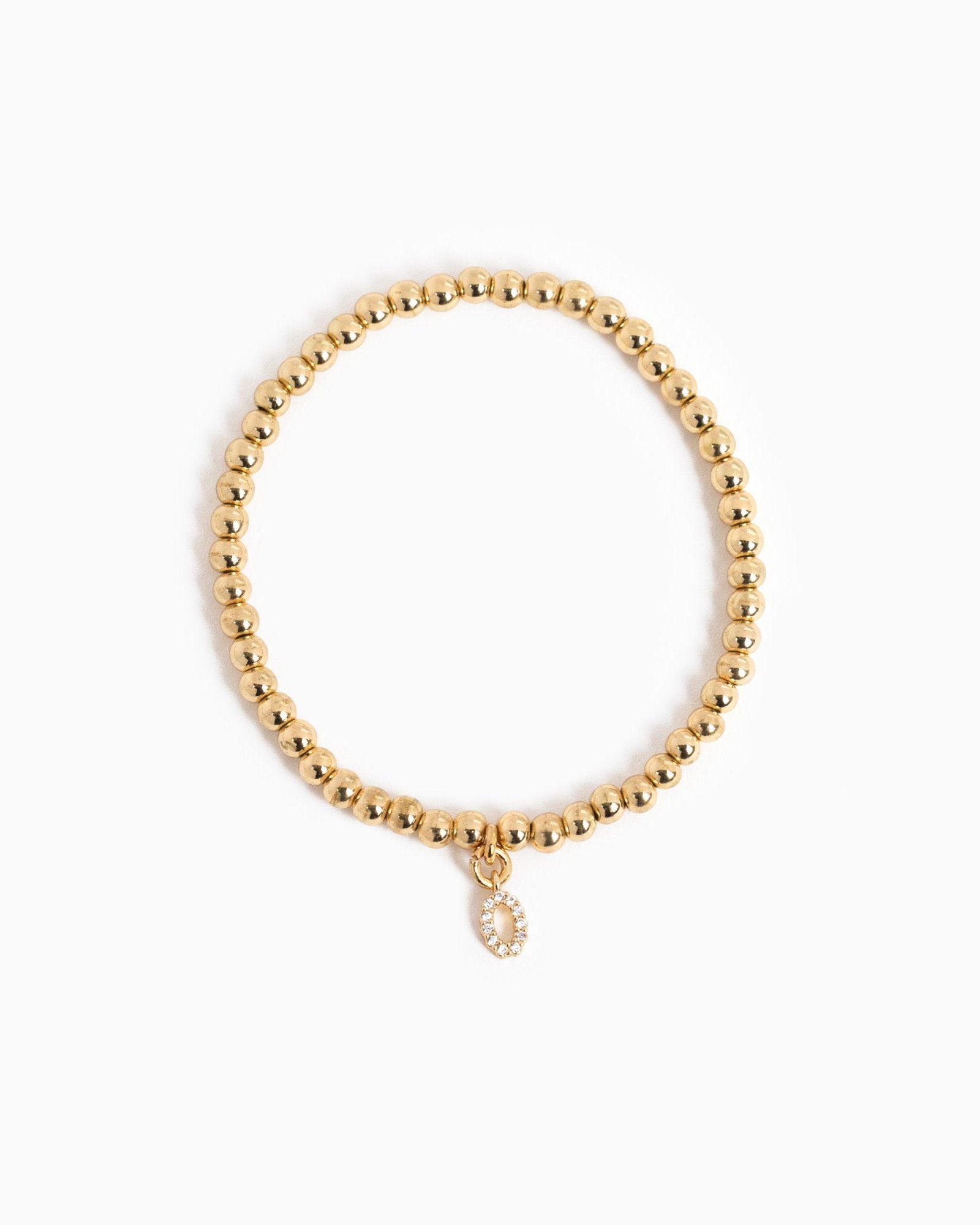 CZ Pave Letter Bubble Stretch Bracelet-17