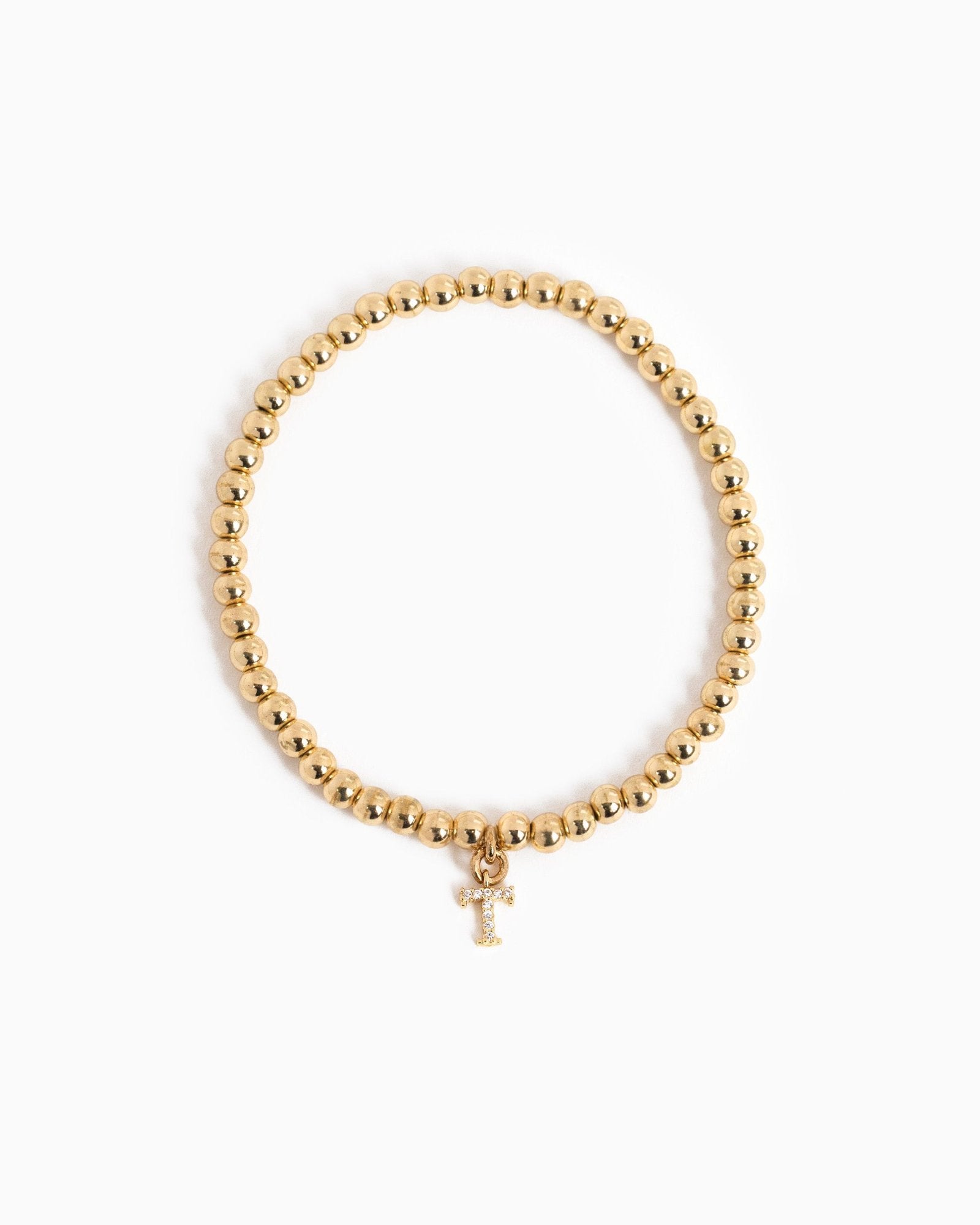 CZ Pave Letter Bubble Stretch Bracelet-22