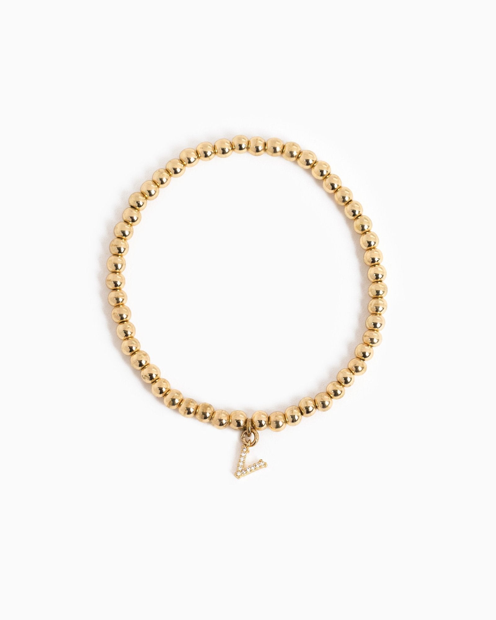 CZ Pave Letter Bubble Stretch Bracelet-24