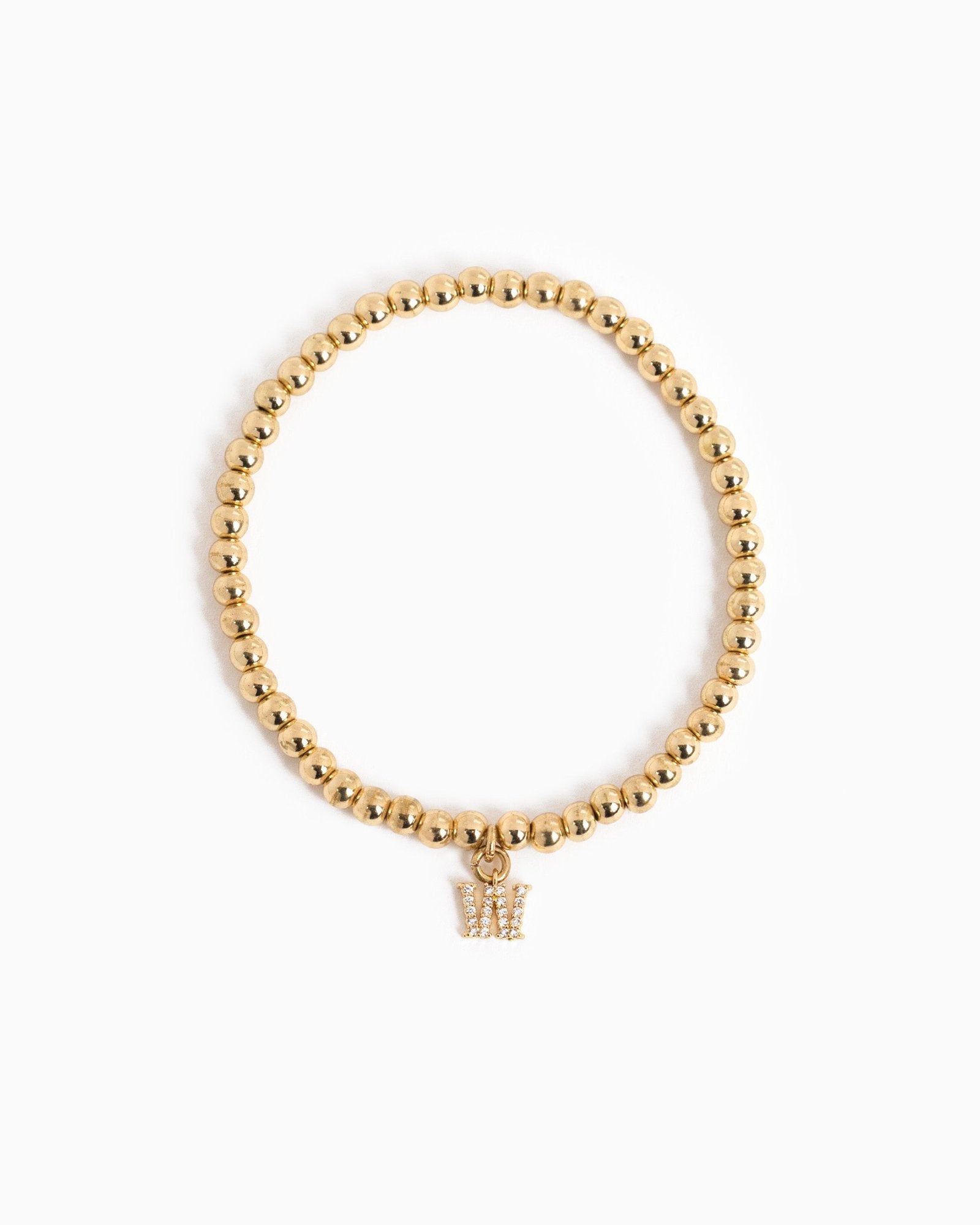 CZ Pave Letter Bubble Stretch Bracelet-25