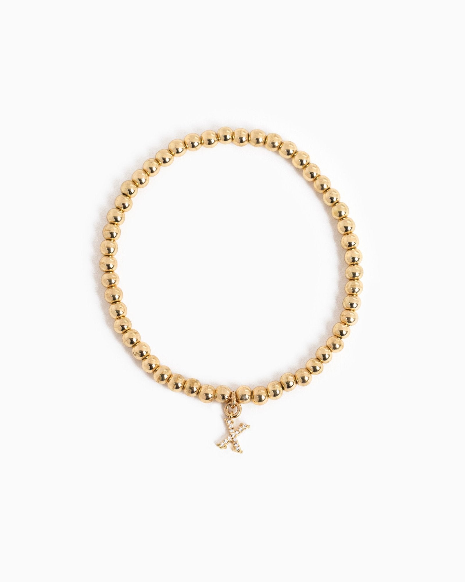 CZ Pave Letter Bubble Stretch Bracelet-26