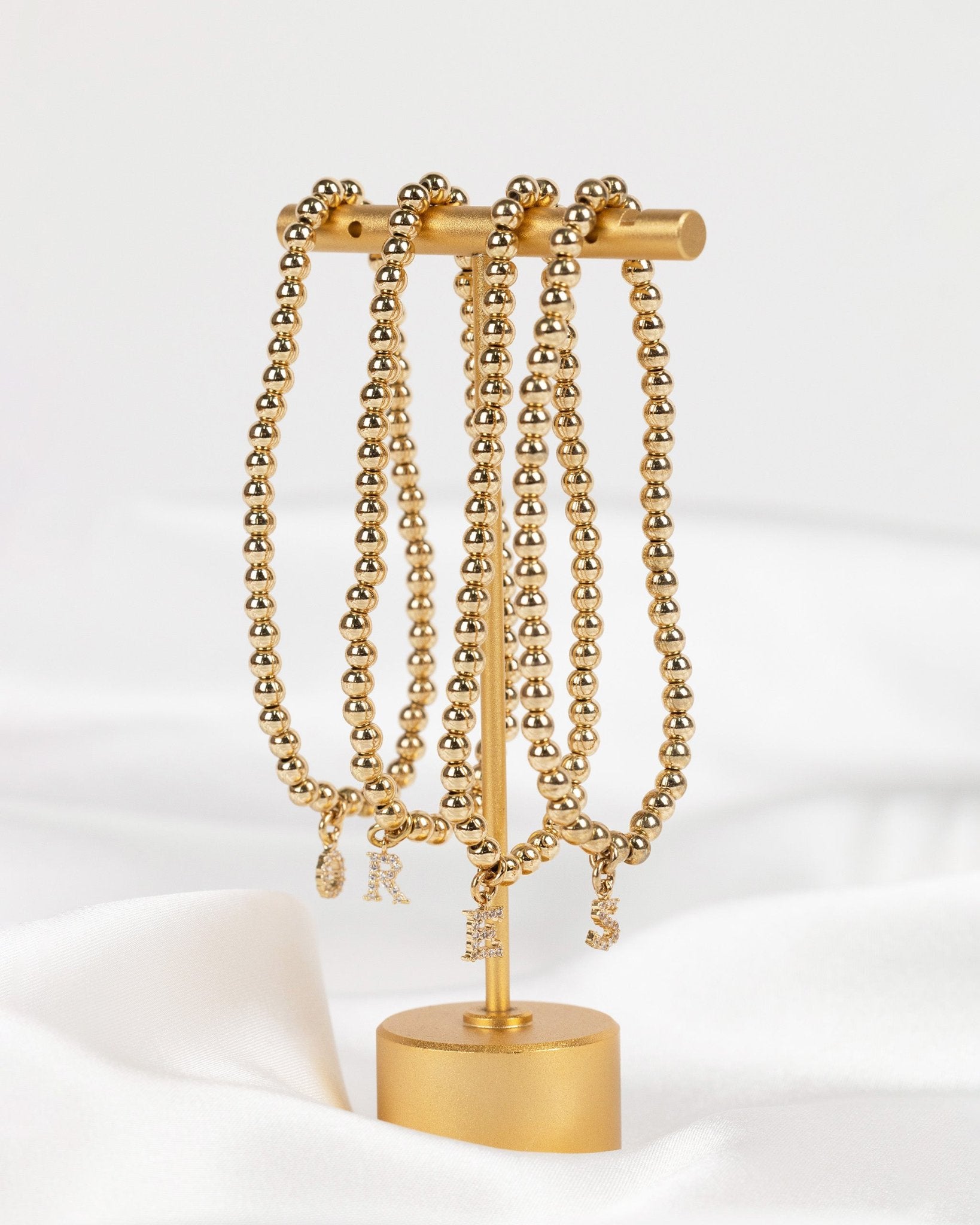 CZ Pave Letter Bubble Stretch Bracelet