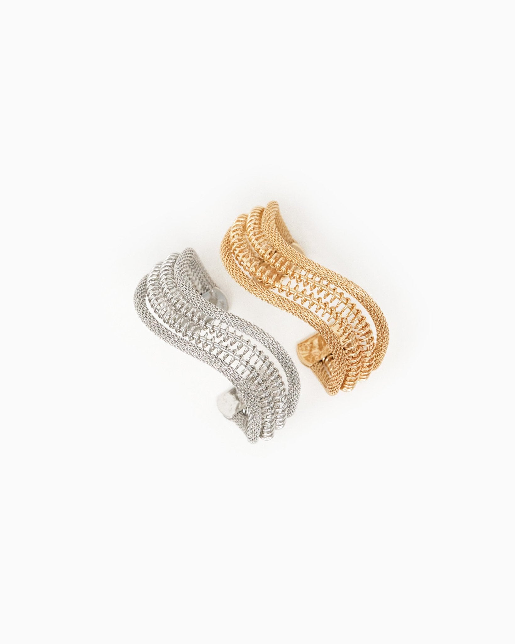 Triple Wire Snake Mesh Open Cuff Bracelet – side