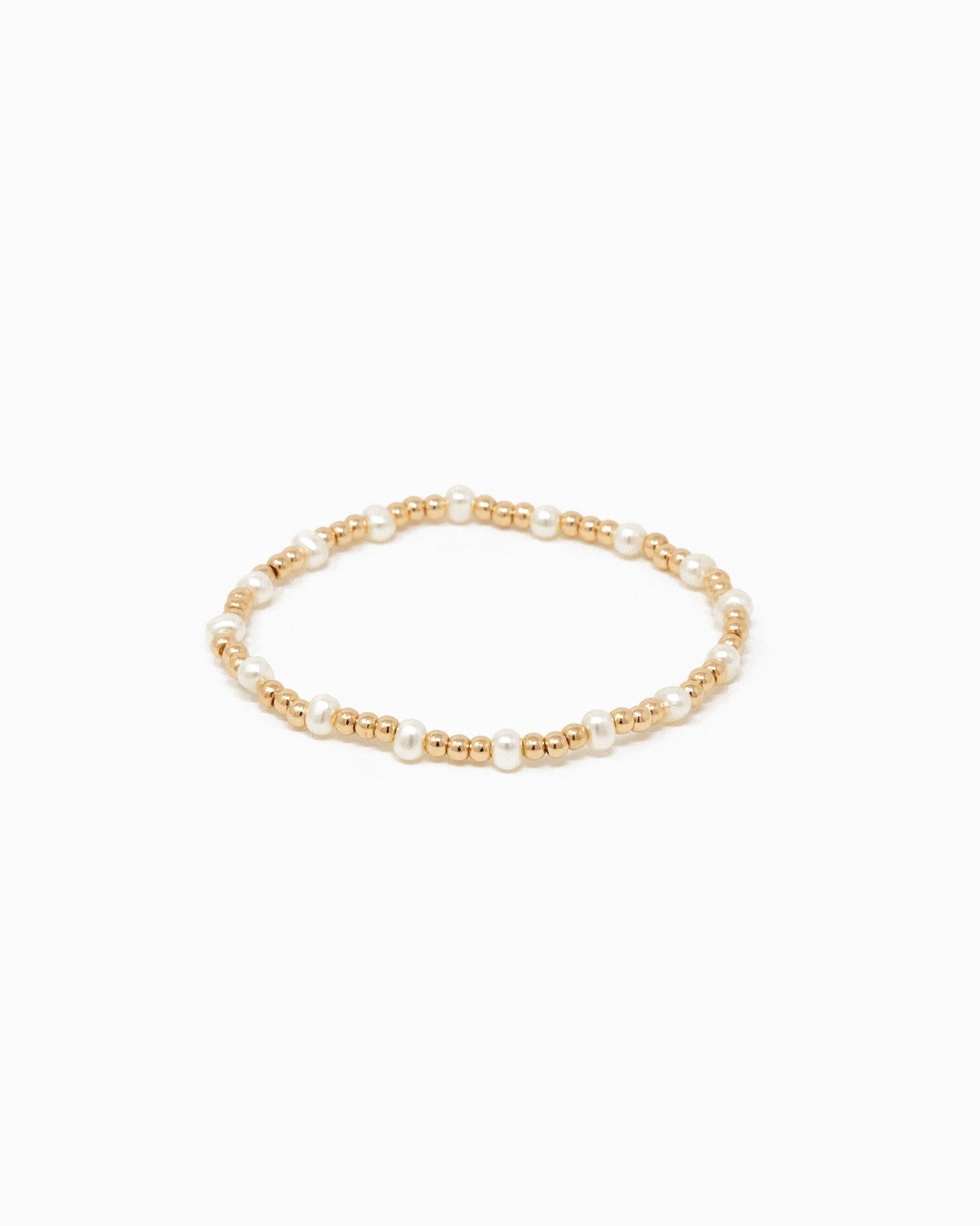 Round Pearl Gold Ball Stretch Bracelet
