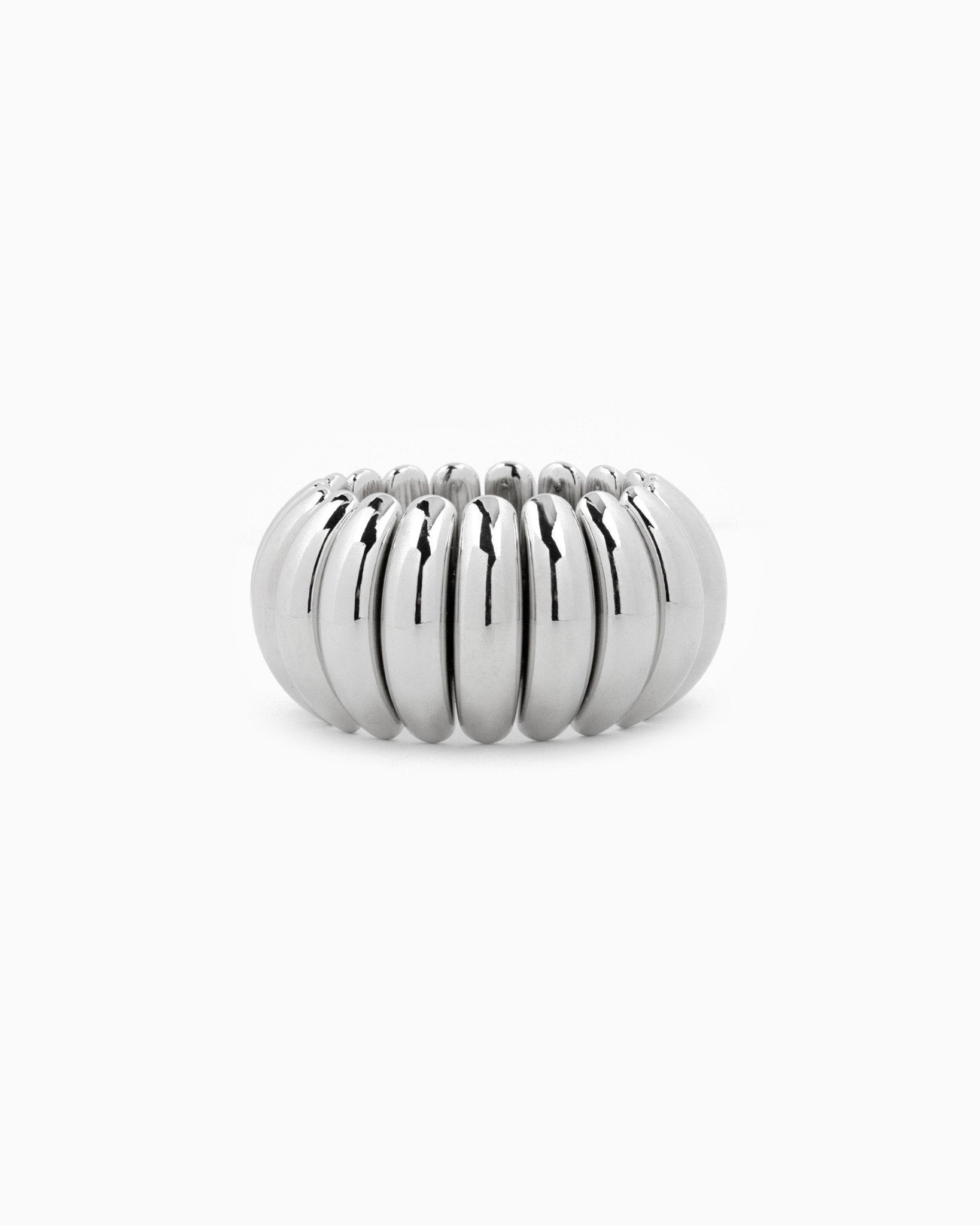 Curved Ribbed Bangle Bracelet-4