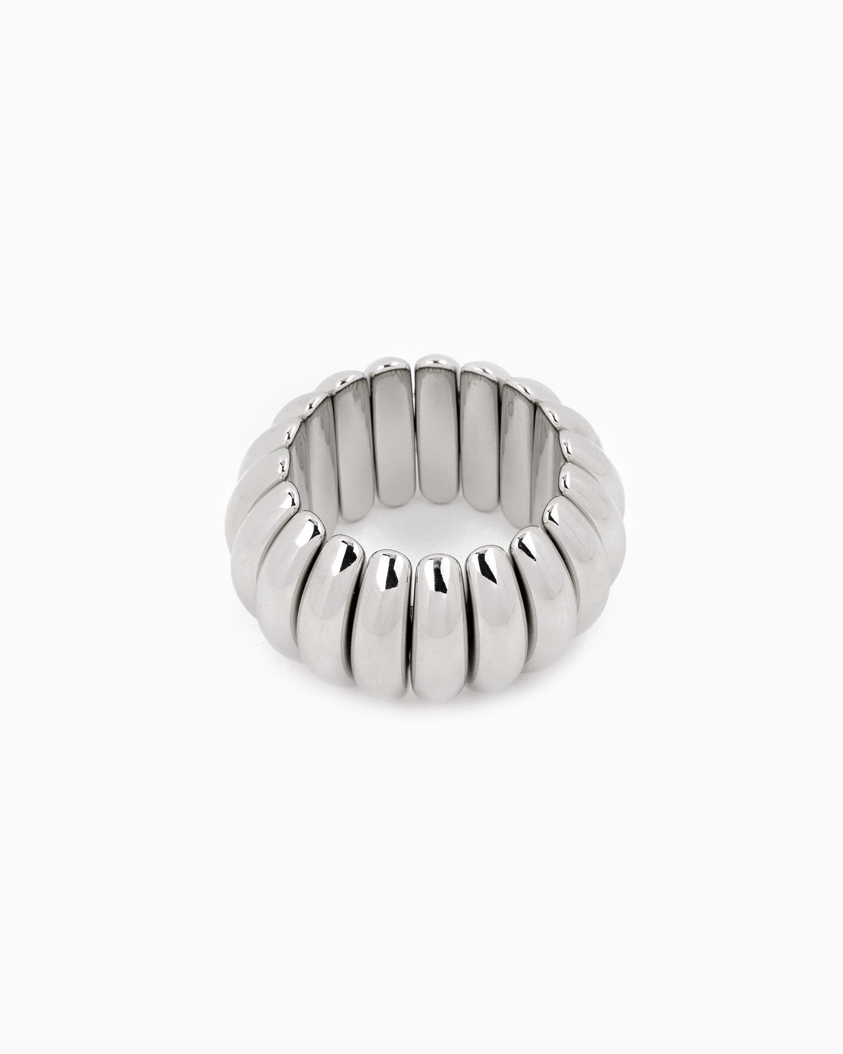 Curved Ribbed Bangle Bracelet-5