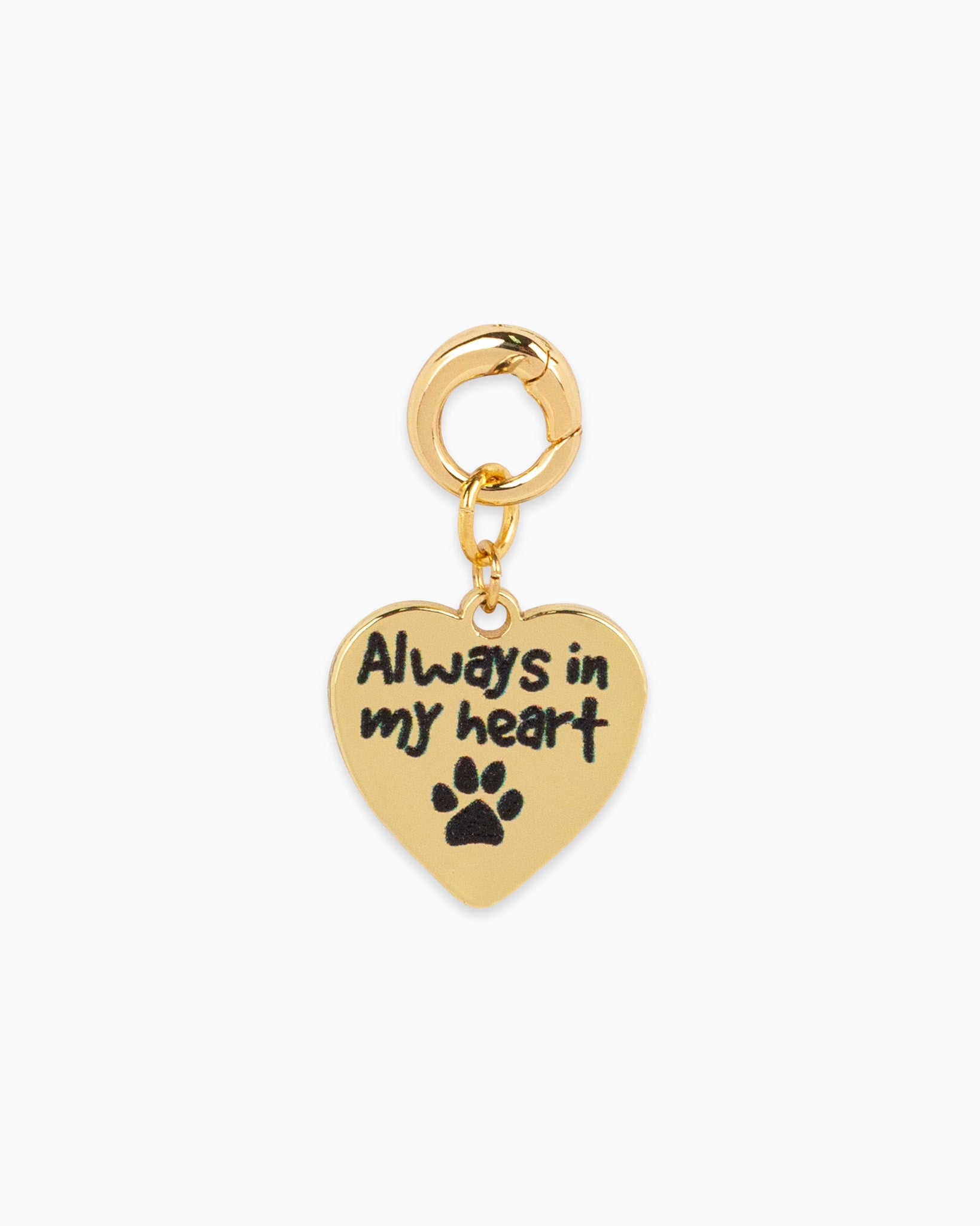 Gold Heart with Printed Dog Paw Charm Pendant