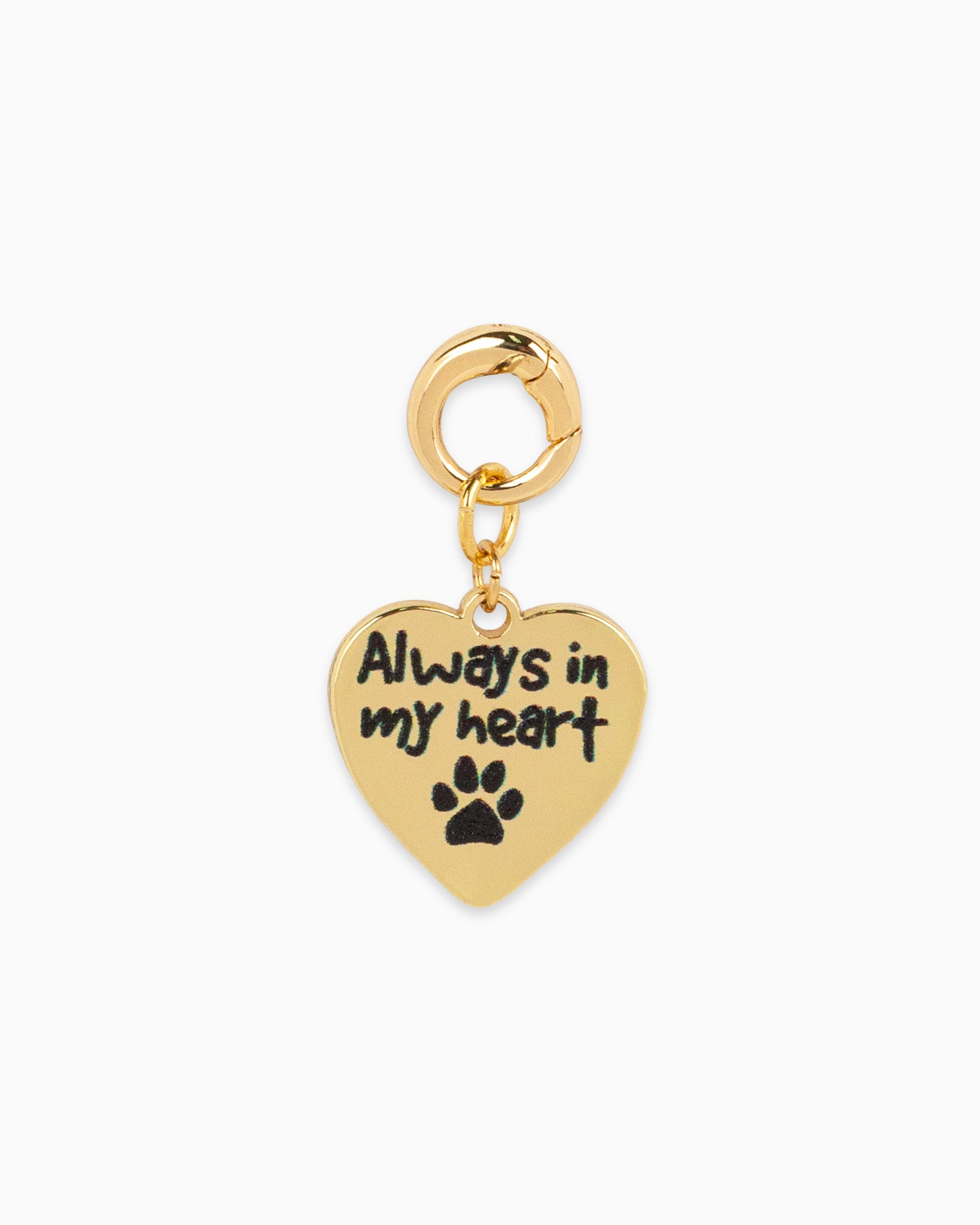 Gold Heart with Printed Dog Paw Charm Pendant