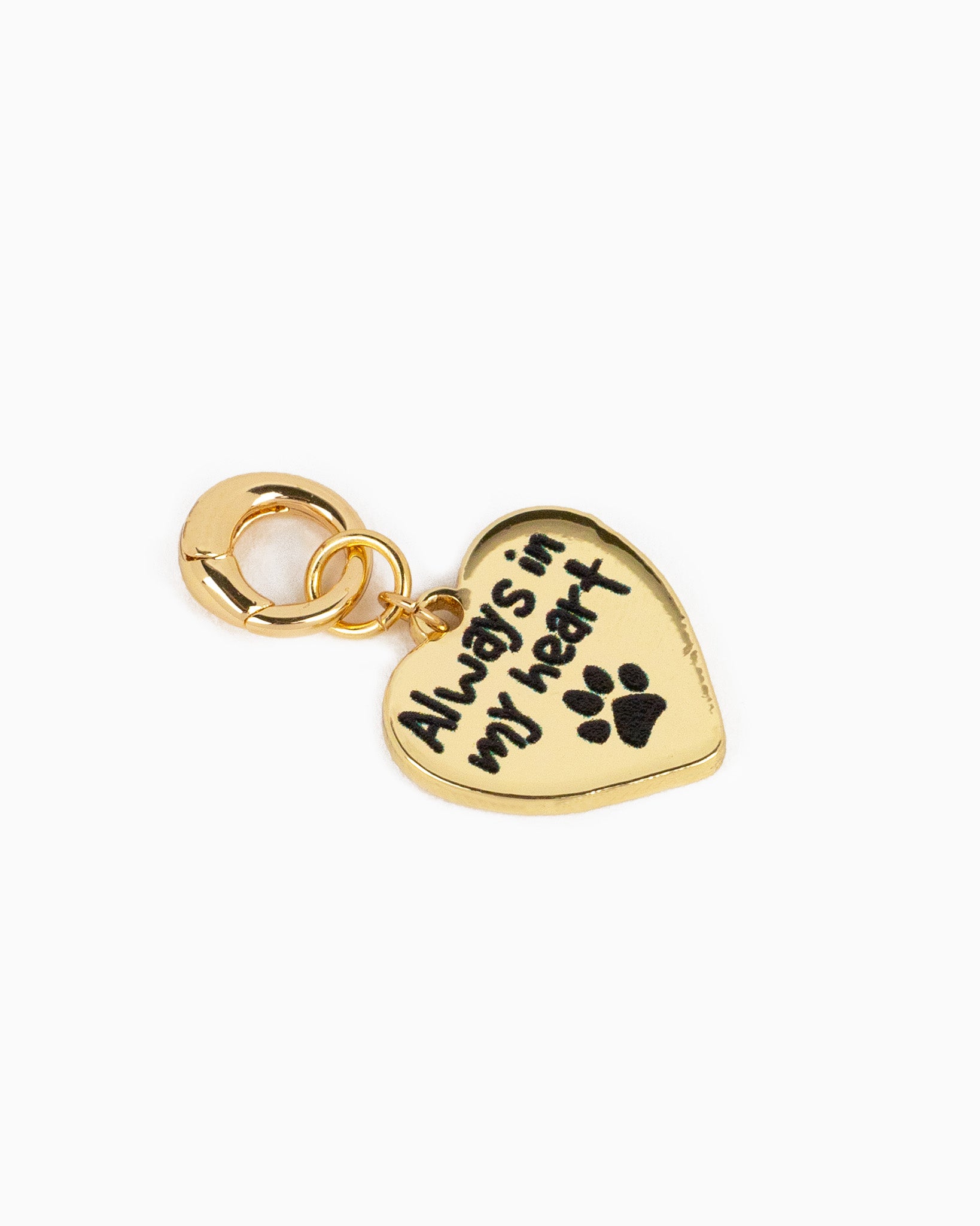 Gold Heart with Printed Dog Paw Charm Pendant