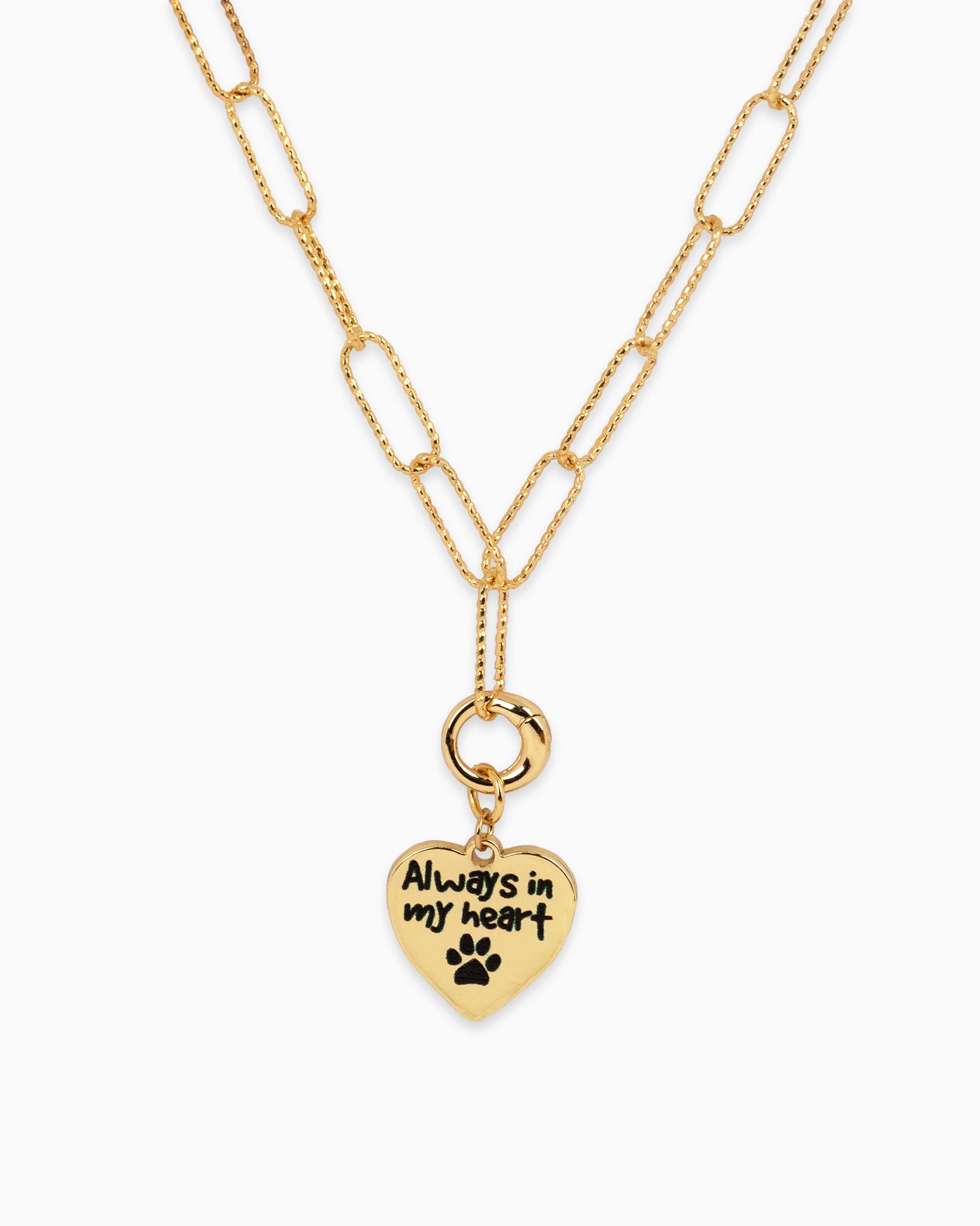 Gold Heart with Printed Dog Paw Charm Pendant