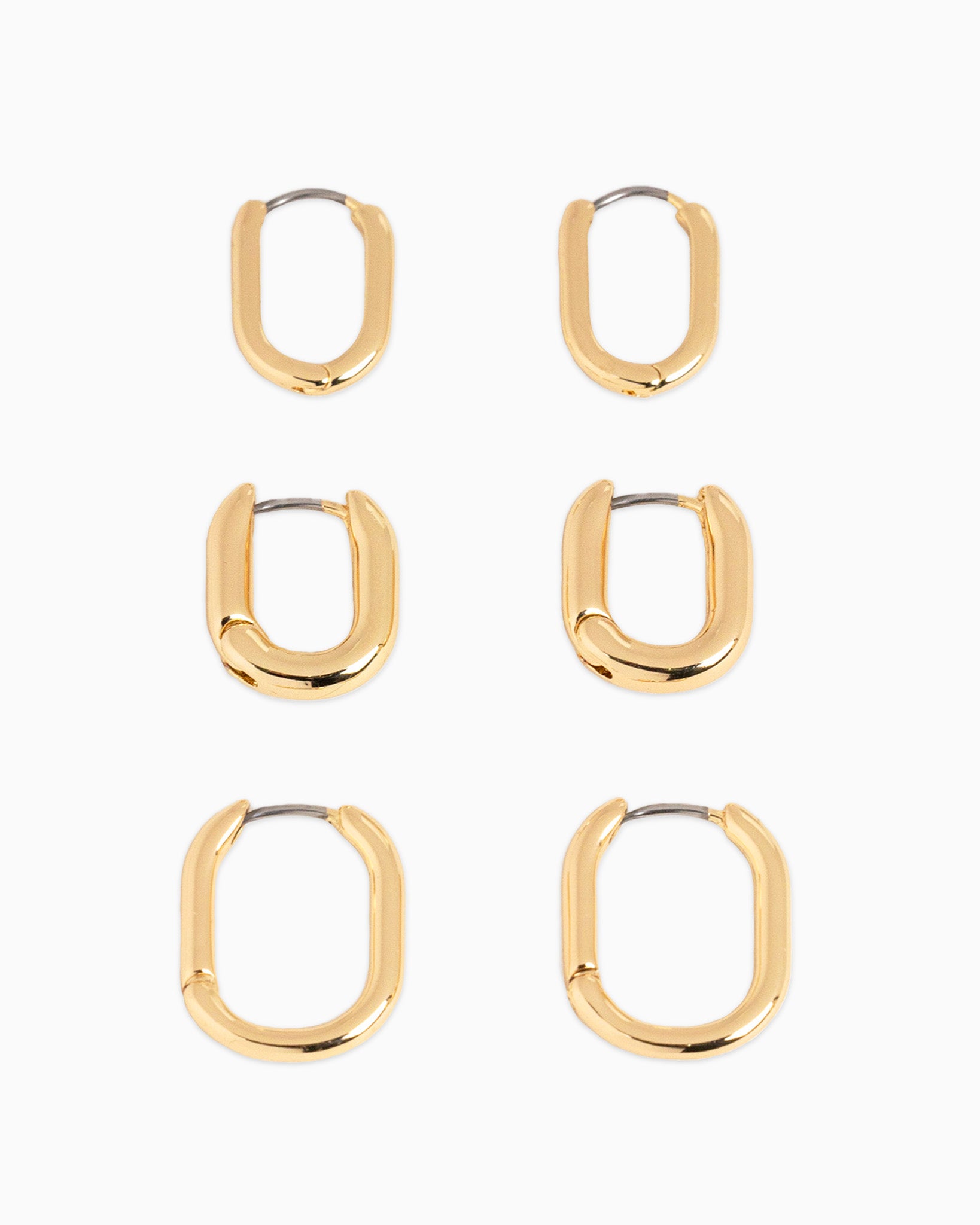 U-Shaped Hoop Earring Set, Set of 3