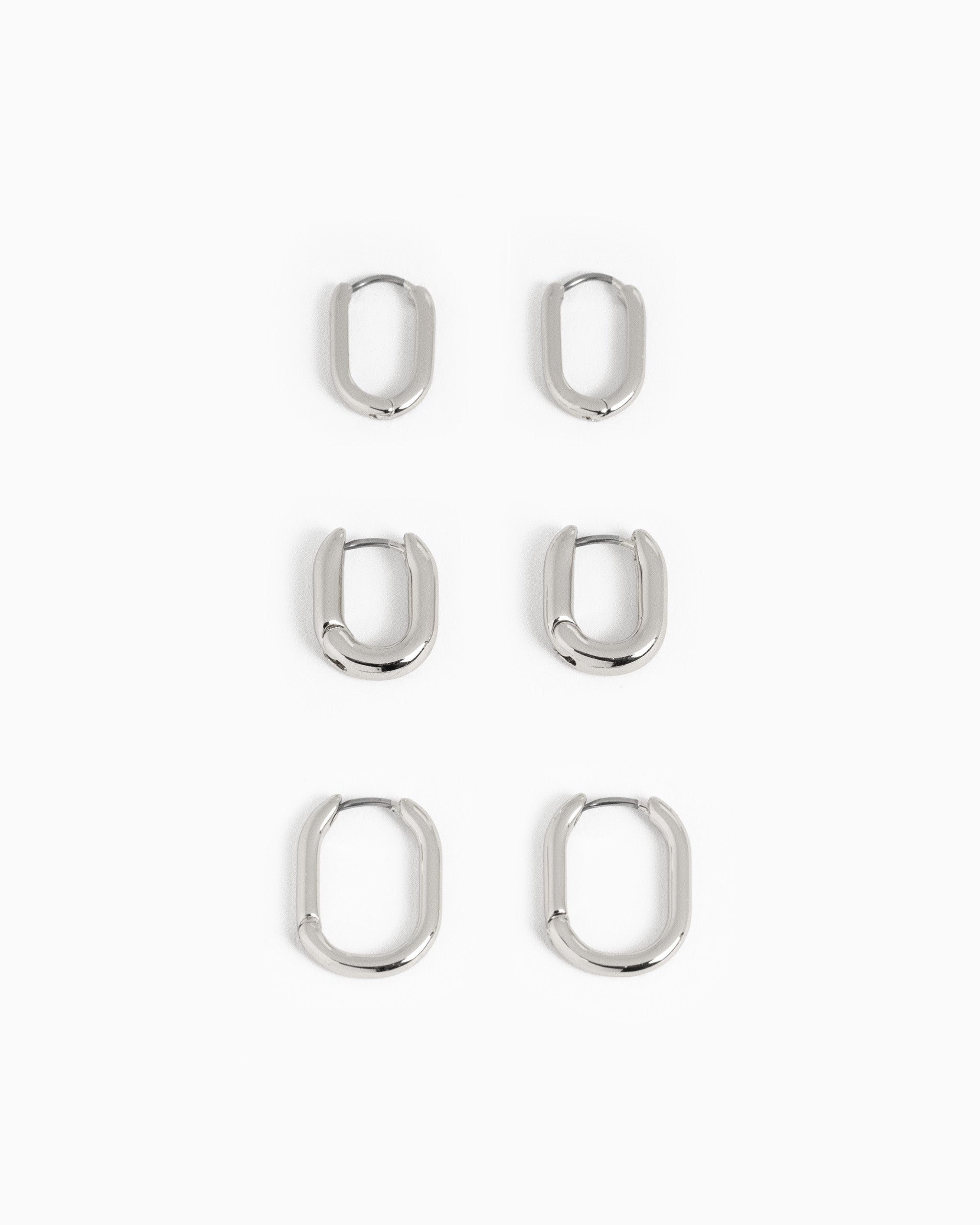 U-Shaped Hoop Earring Set, Set of 3