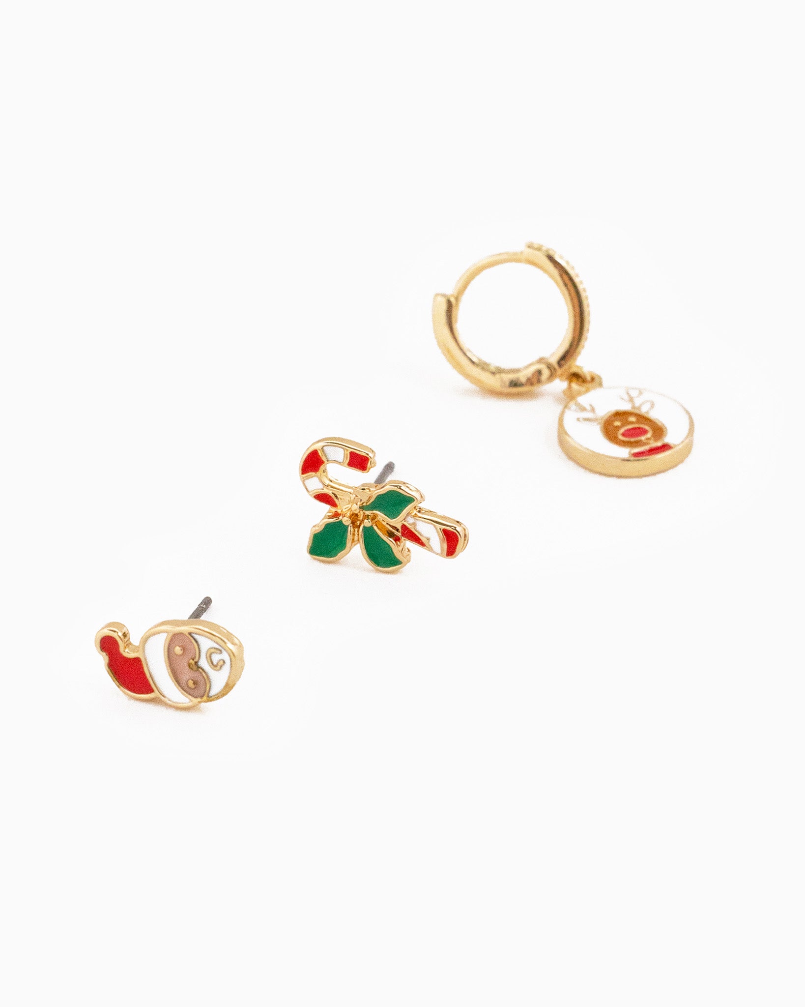 Christmas Rudolph Hoop Earring Set, Set of 3