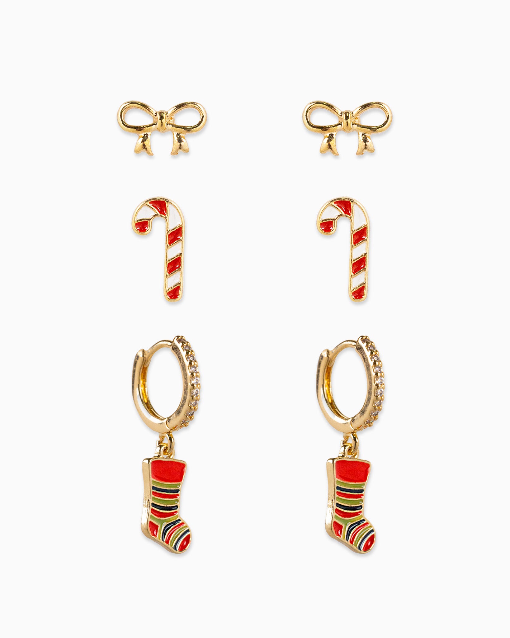 Christmas Socks Hoop Earring Set, Set of 3