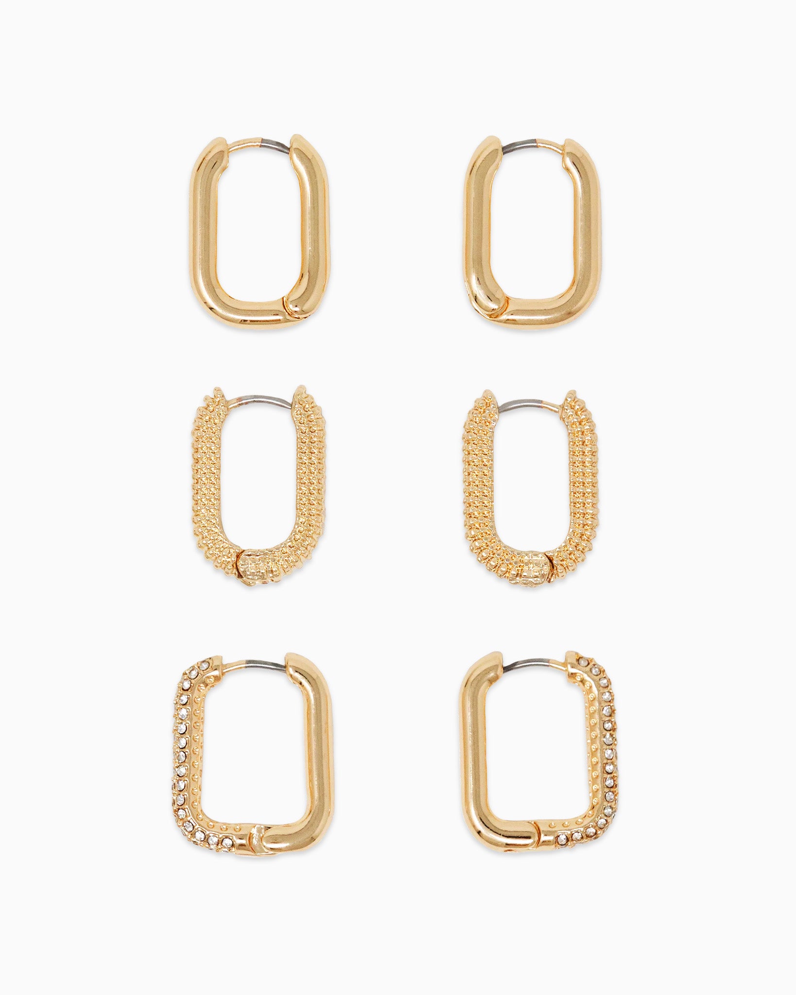 Oval U-Hoop Earring Set, Set of 3