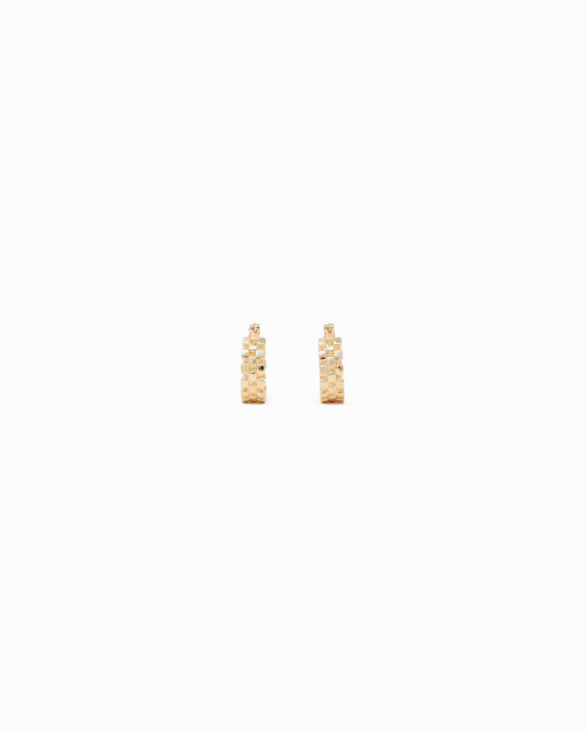 Checkered Pattern Cutout Hoop Earrings-4