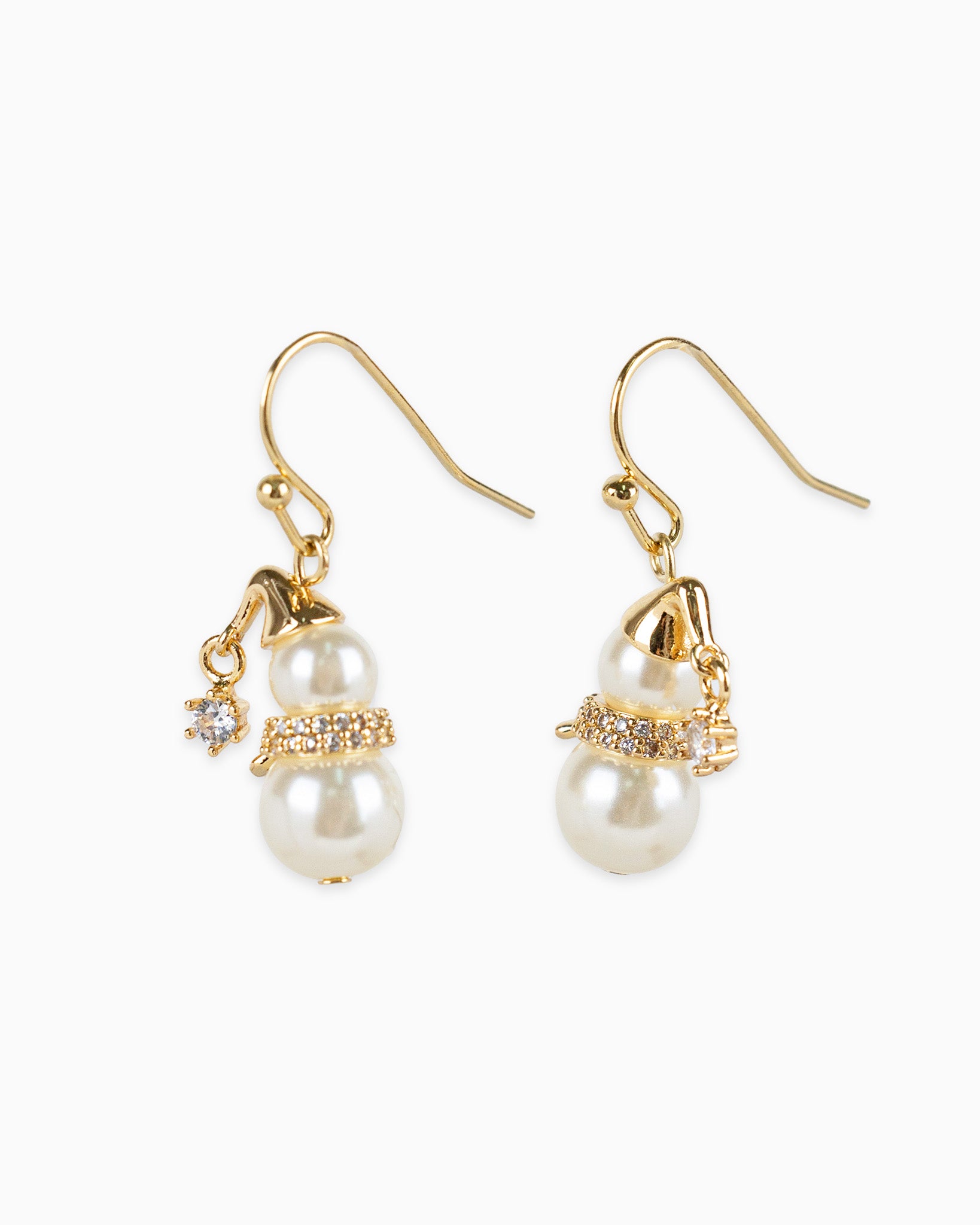 Pearl Snowman Drop Earrings