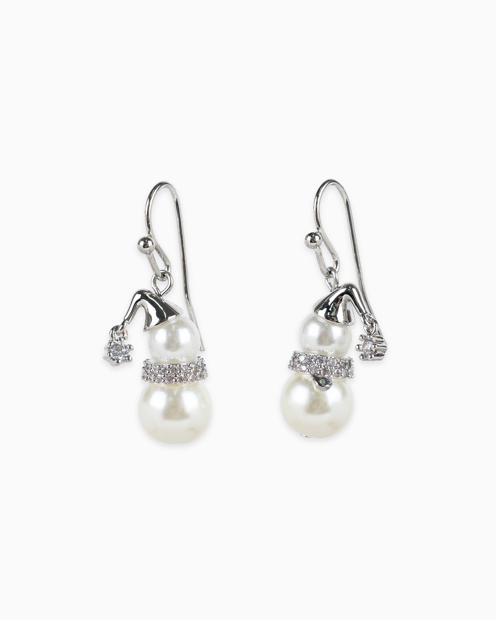 Pearl Snowman Drop Earrings