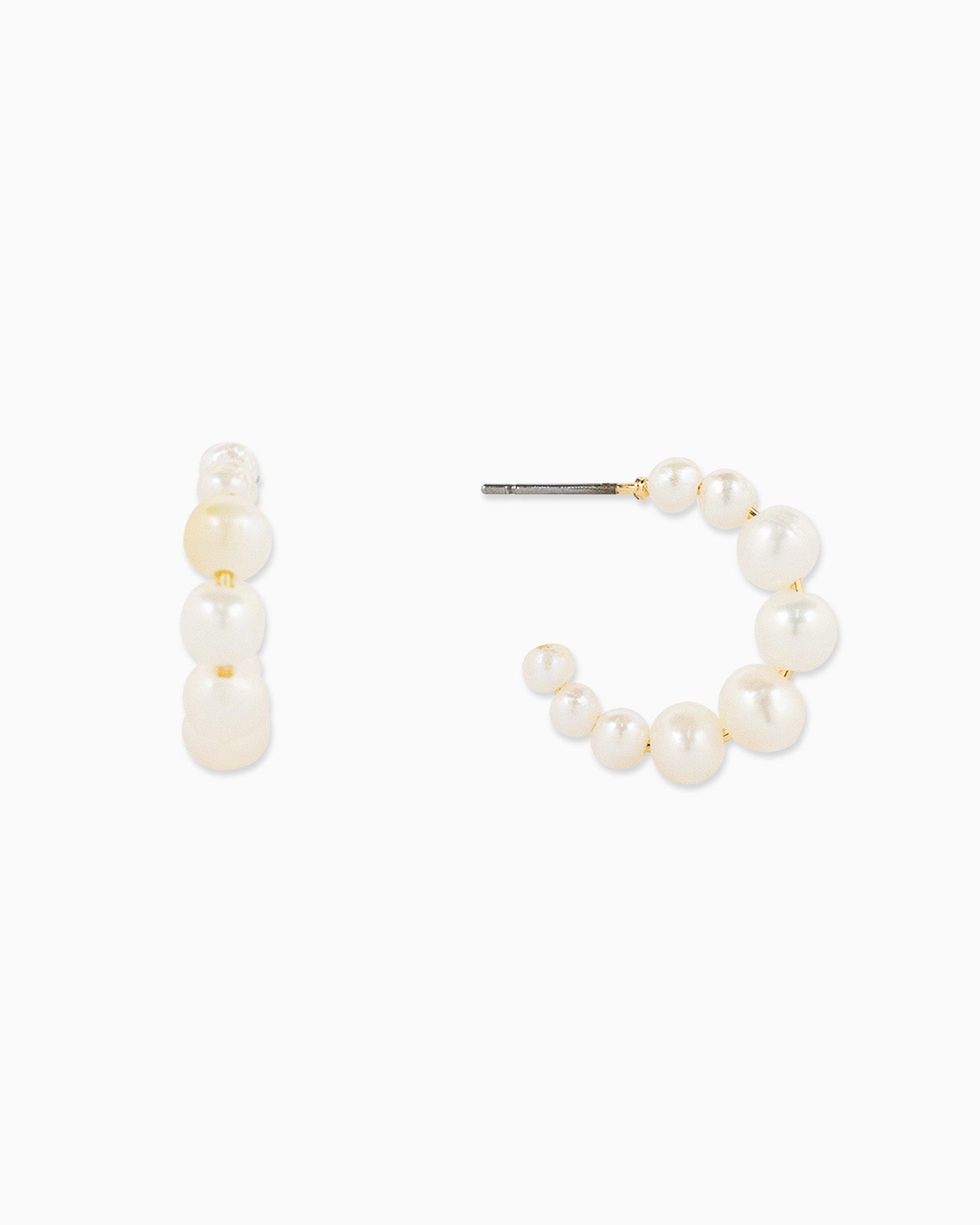 Abstract Freshwater Pearl Huggie Hoop Earrings