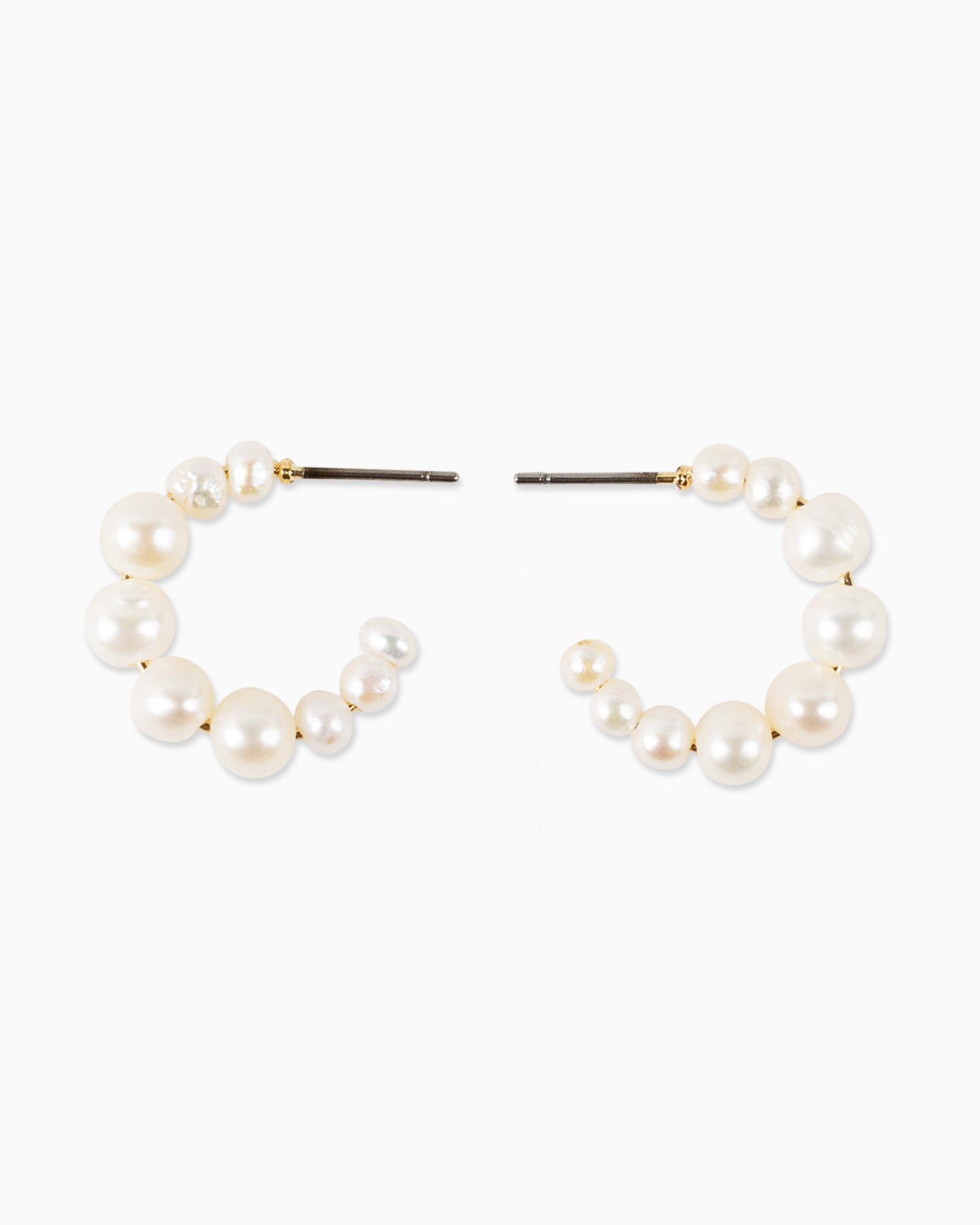 Abstract Freshwater Pearl Huggie Hoop Earrings