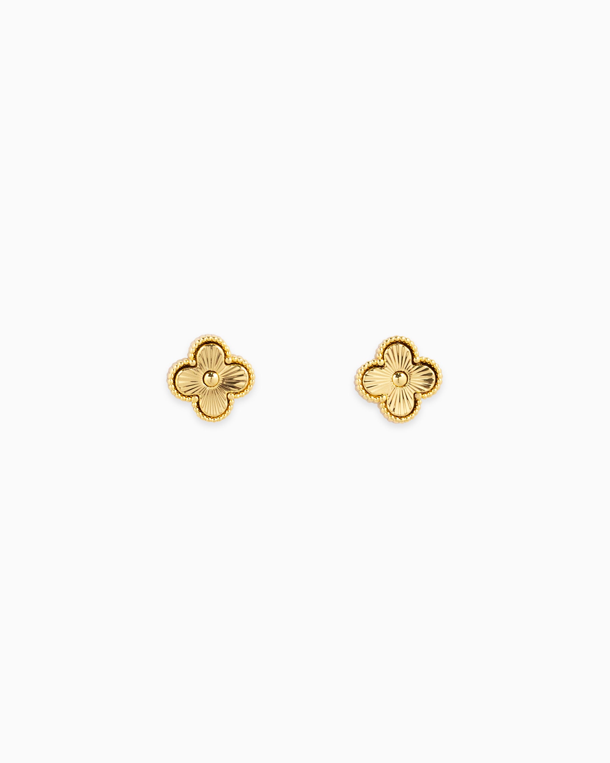 [18K] Bright Flash Gold Clover Earring Set, Set of 3