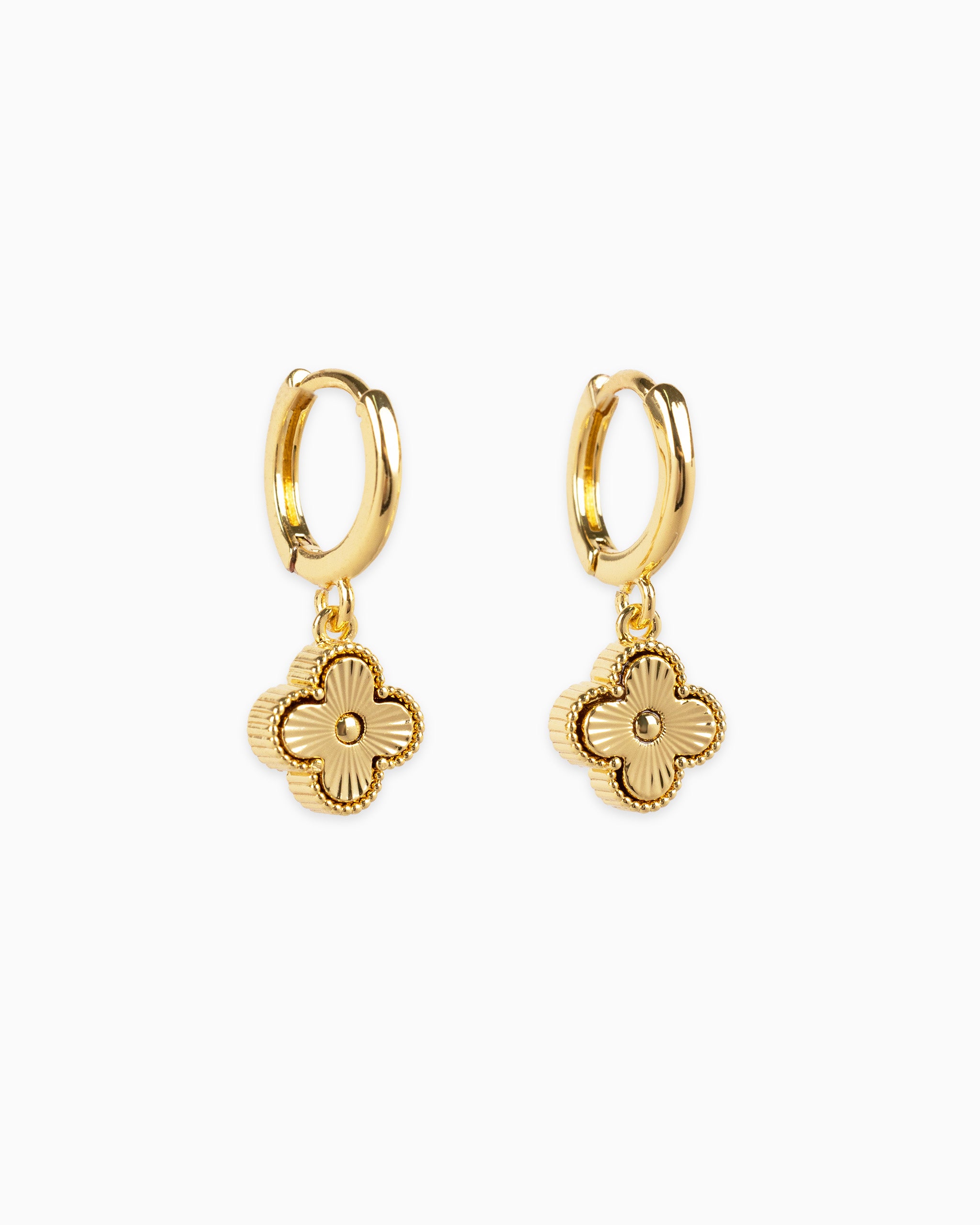 [18K] Bright Flash Gold Clover Earring Set, Set of 3