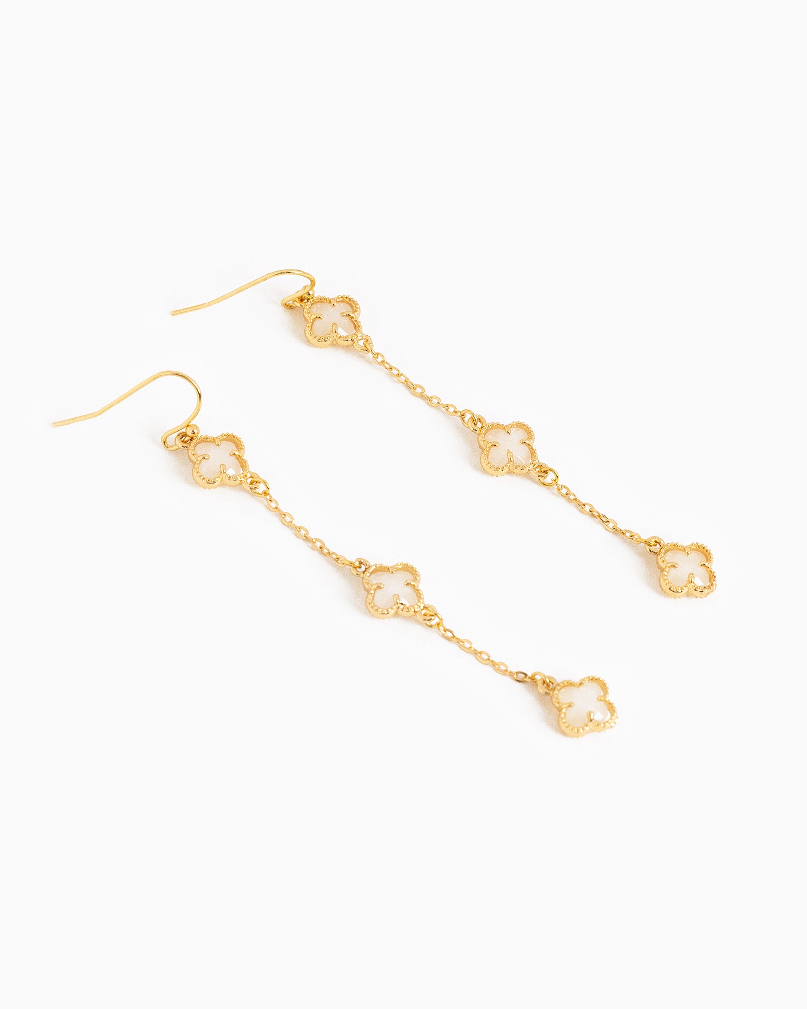 Triple Clover Drop Fishhook Earrings