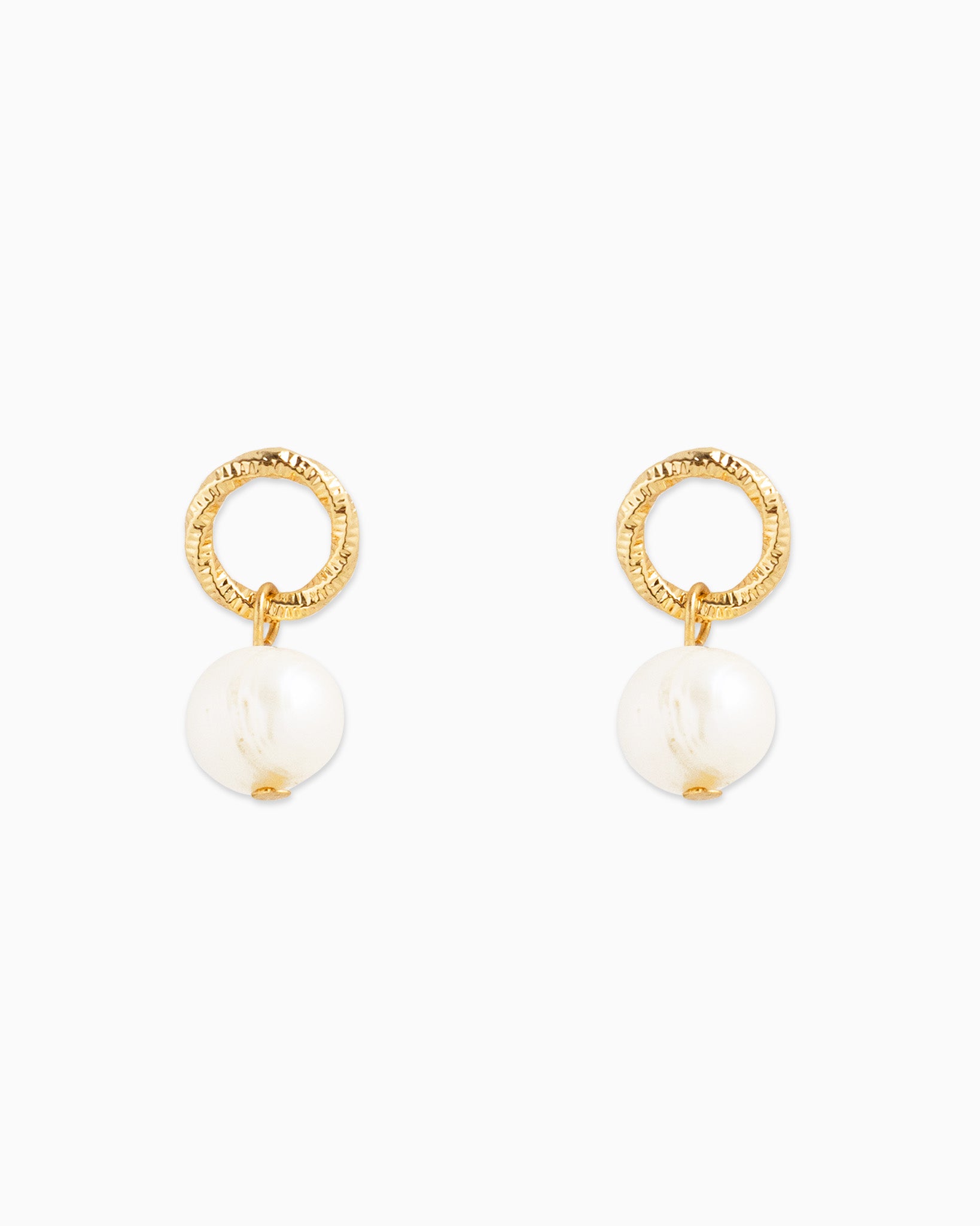 Twist Texture Ring Freshwater Pearl Drop Earrings