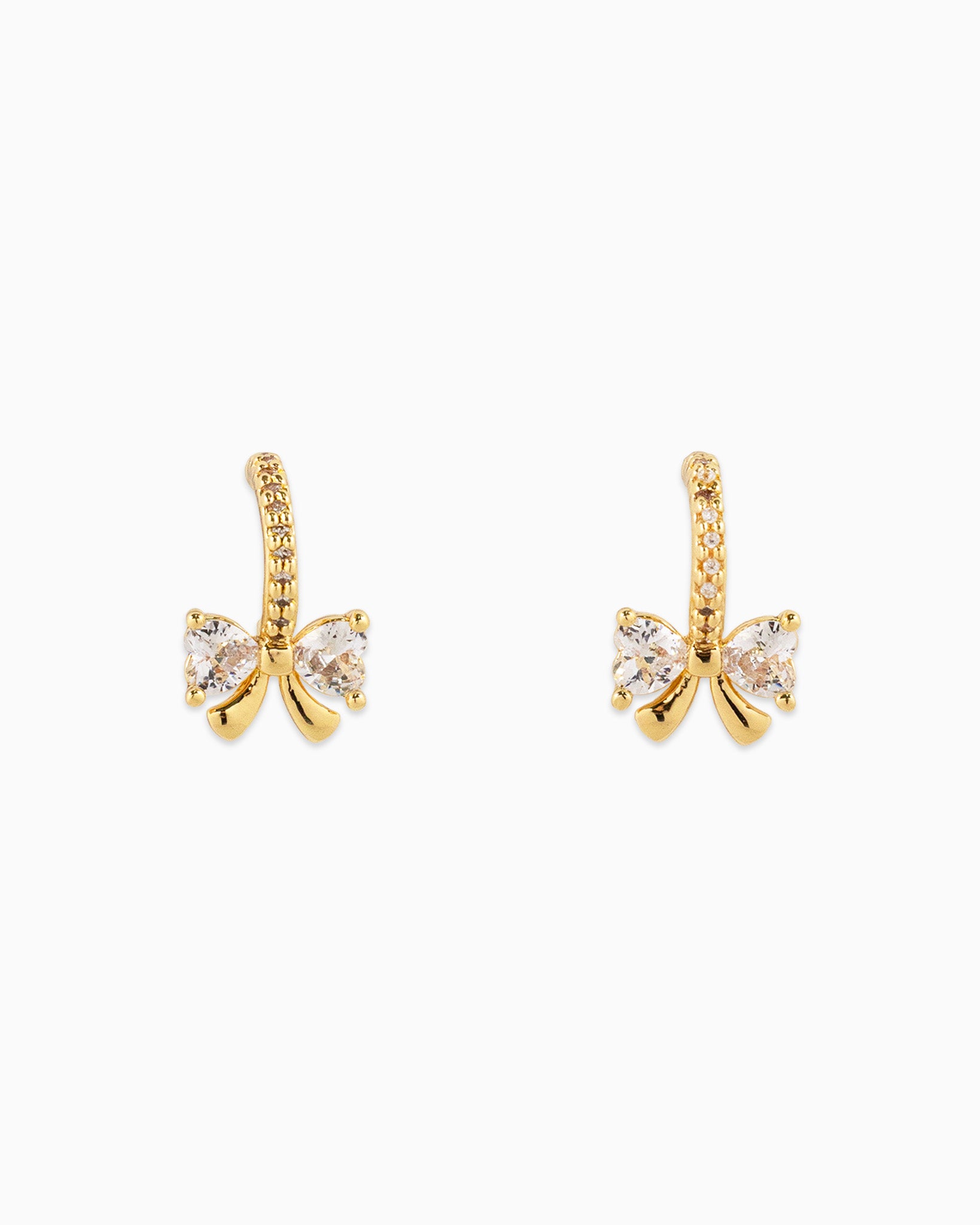 Dainty Diamond CZ Ribbon Pearl Variety Earring Set, Set of 3