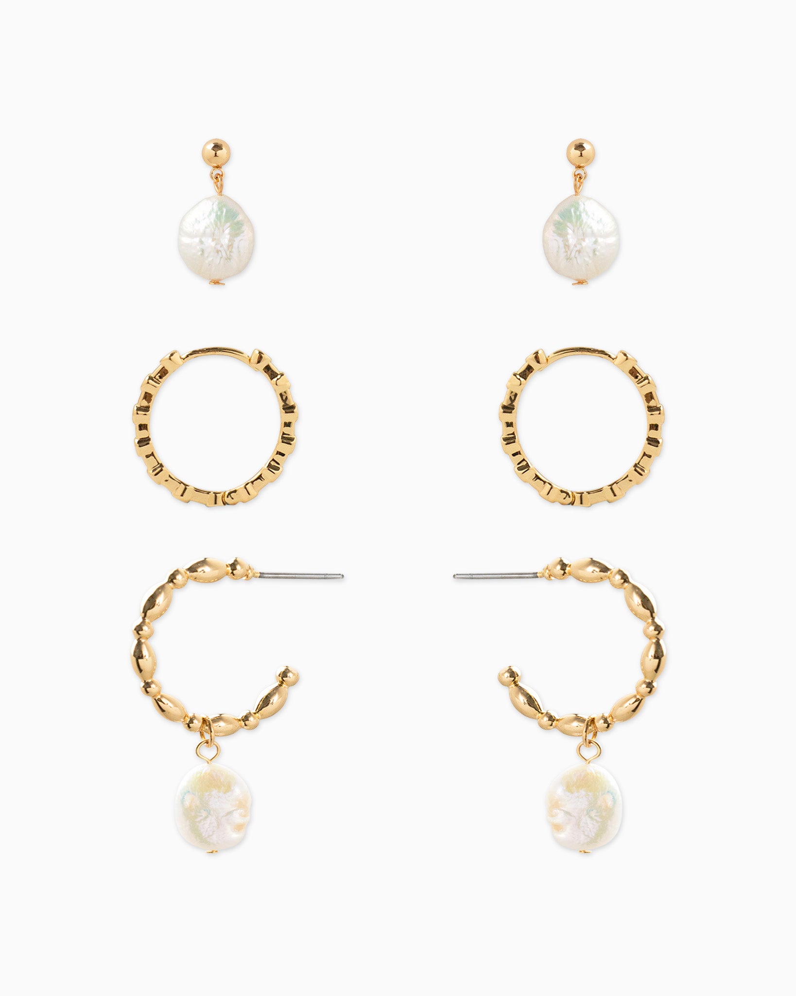 Freshwater Pearl Drop Medium Earring Set of 3