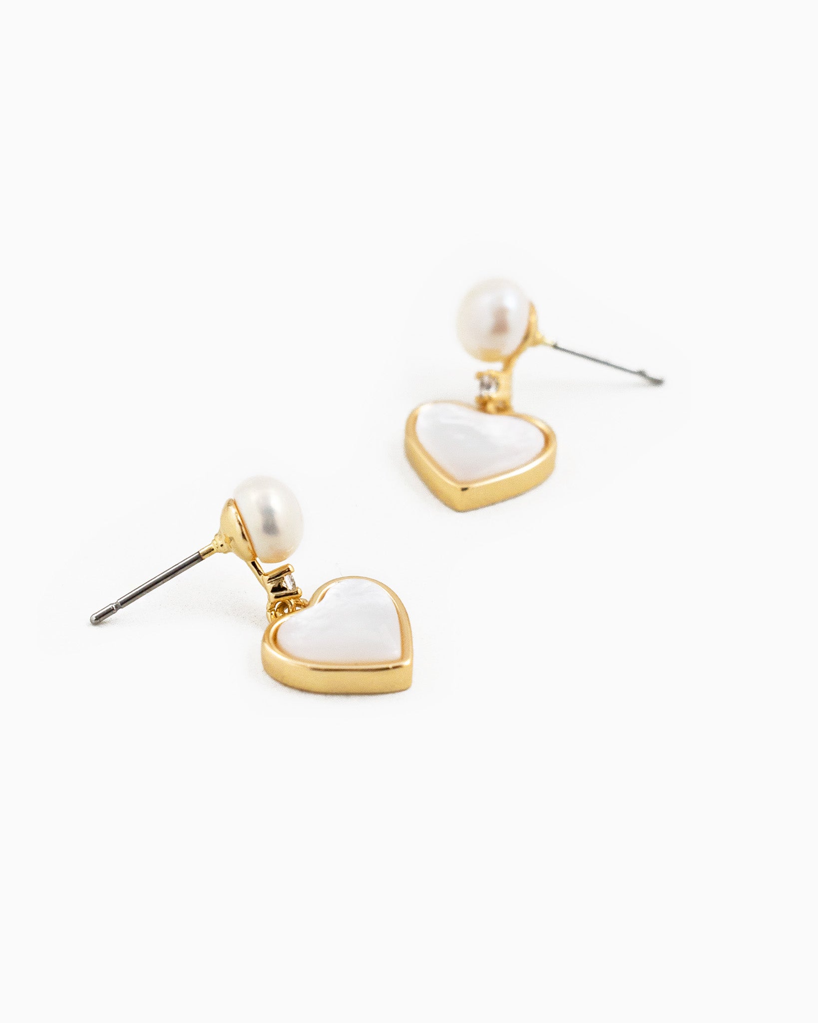 Freshwater Pearl Heart Drop Earrings