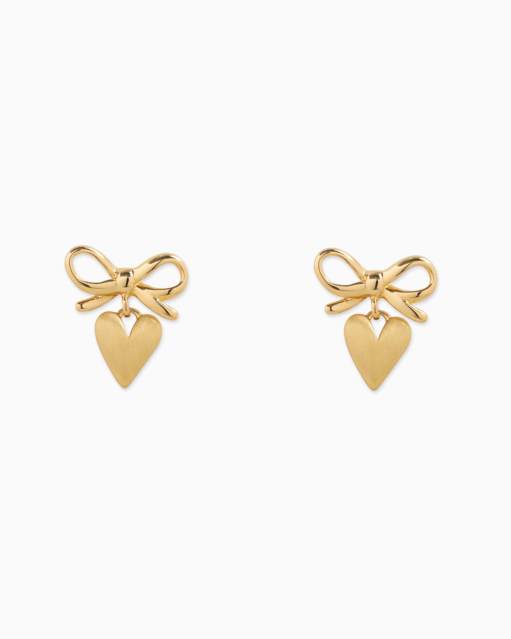 Bow & Puffy Heart Drop Earrings